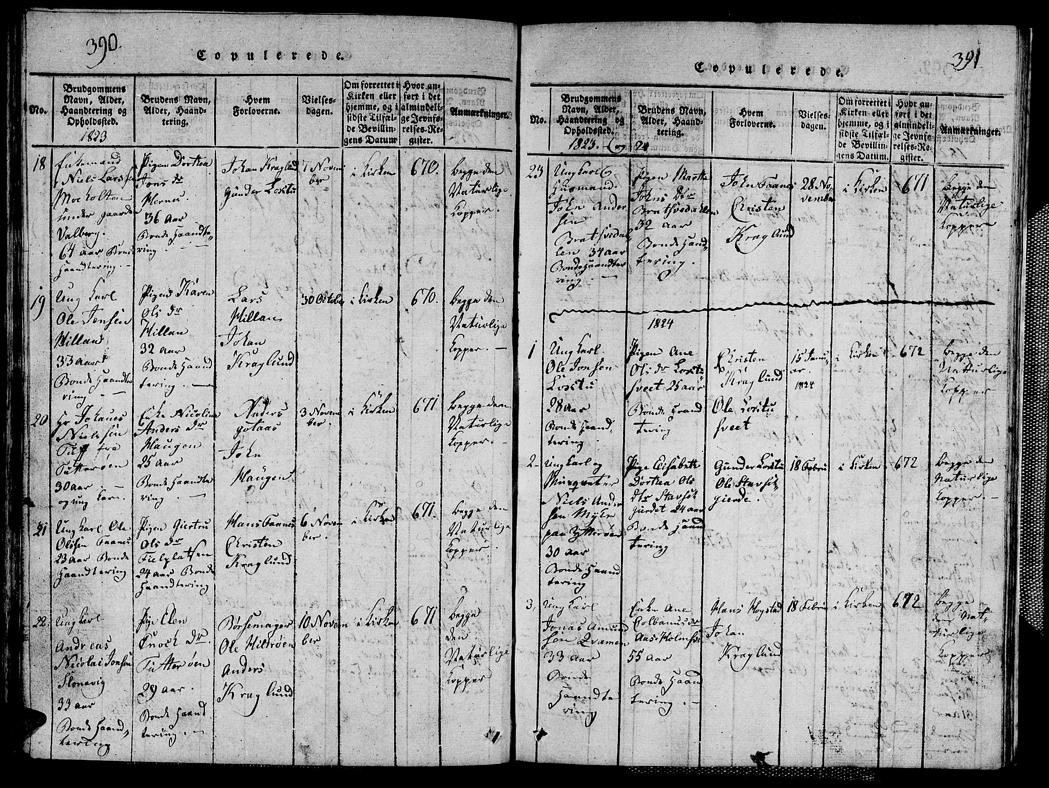 Ministerialprotokoller, klokkerbøker og fødselsregistre - Nord-Trøndelag, SAT/A-1458/713/L0124: Klokkerbok nr. 713C01, 1817-1827, s. 390-391