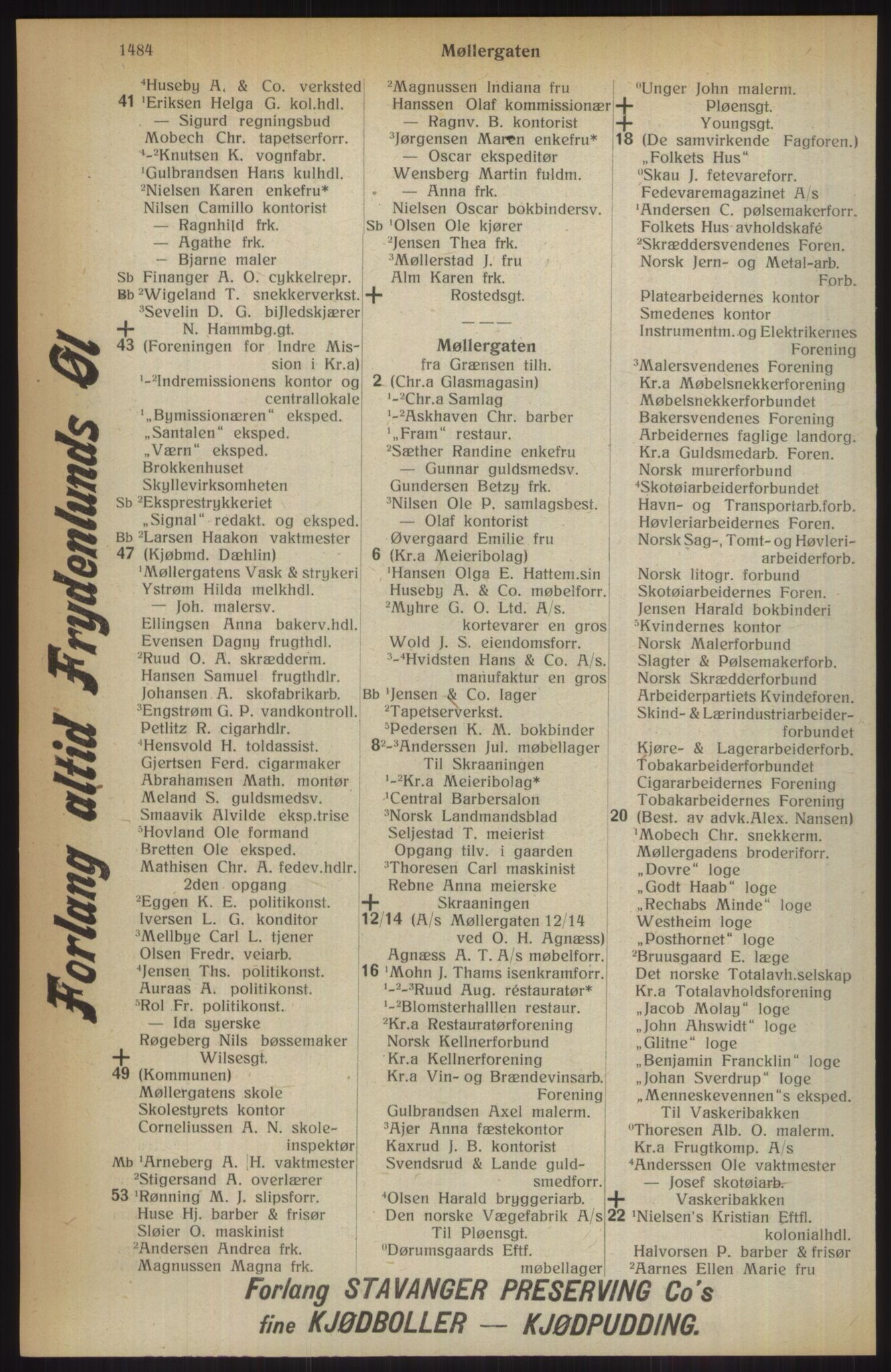 Kristiania/Oslo adressebok, PUBL/-, 1914, s. 1484