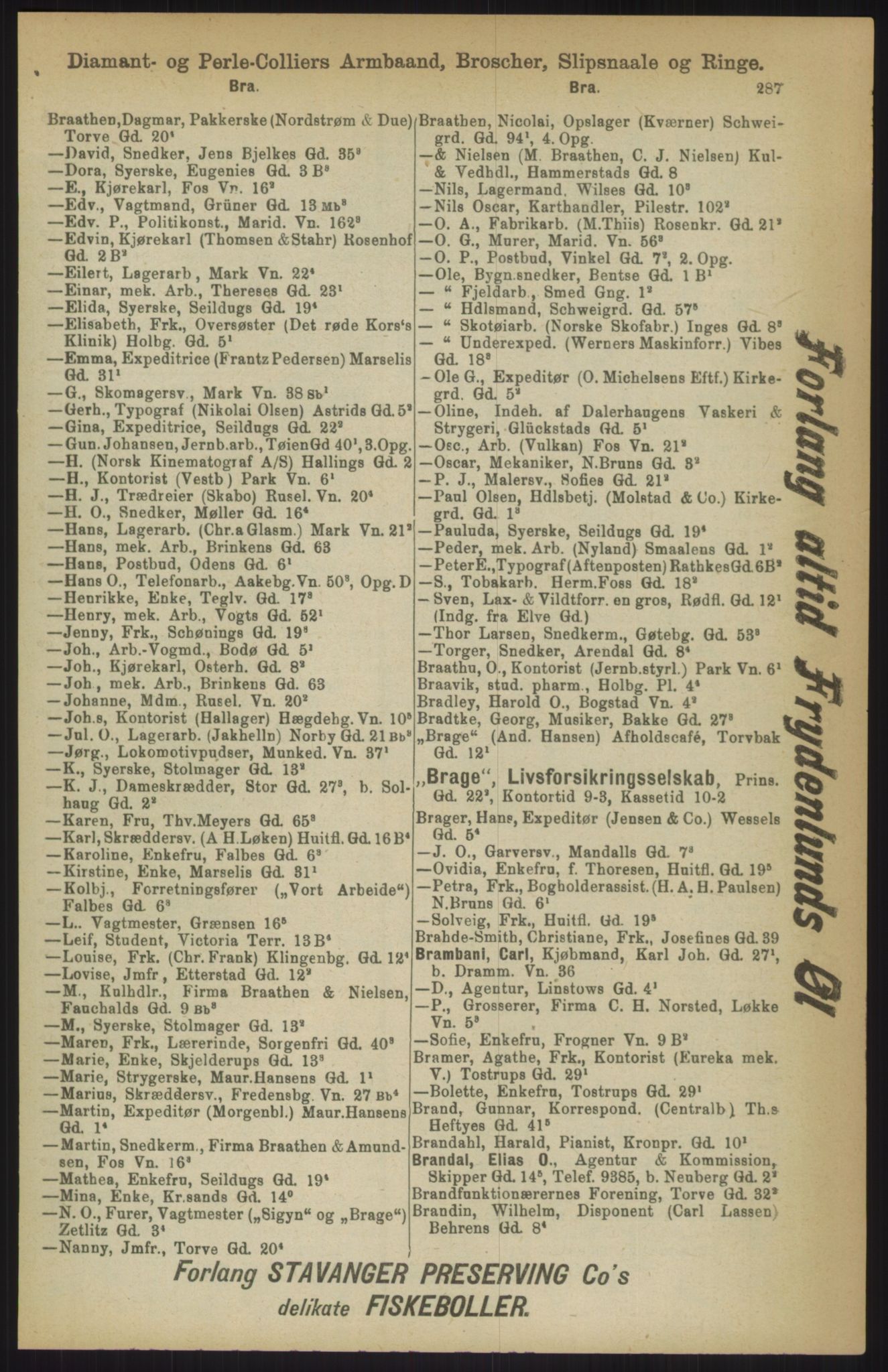 Kristiania/Oslo adressebok, PUBL/-, 1911, s. 287