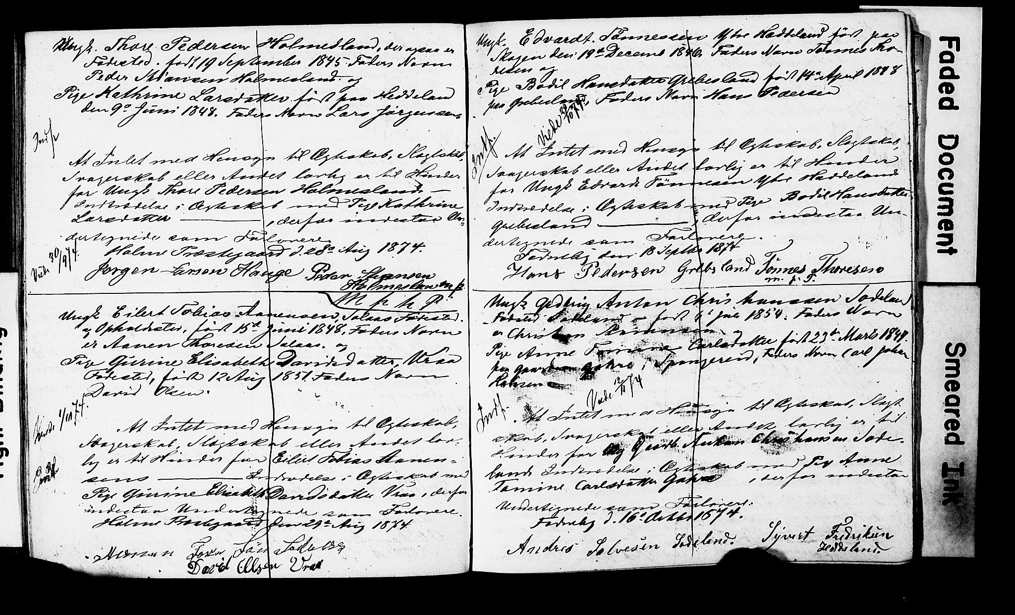 Holum sokneprestkontor, AV/SAK-1111-0022/F/Fe/L0002: Lysningsprotokoll nr. II 5 2, 1858-1875, s. 85