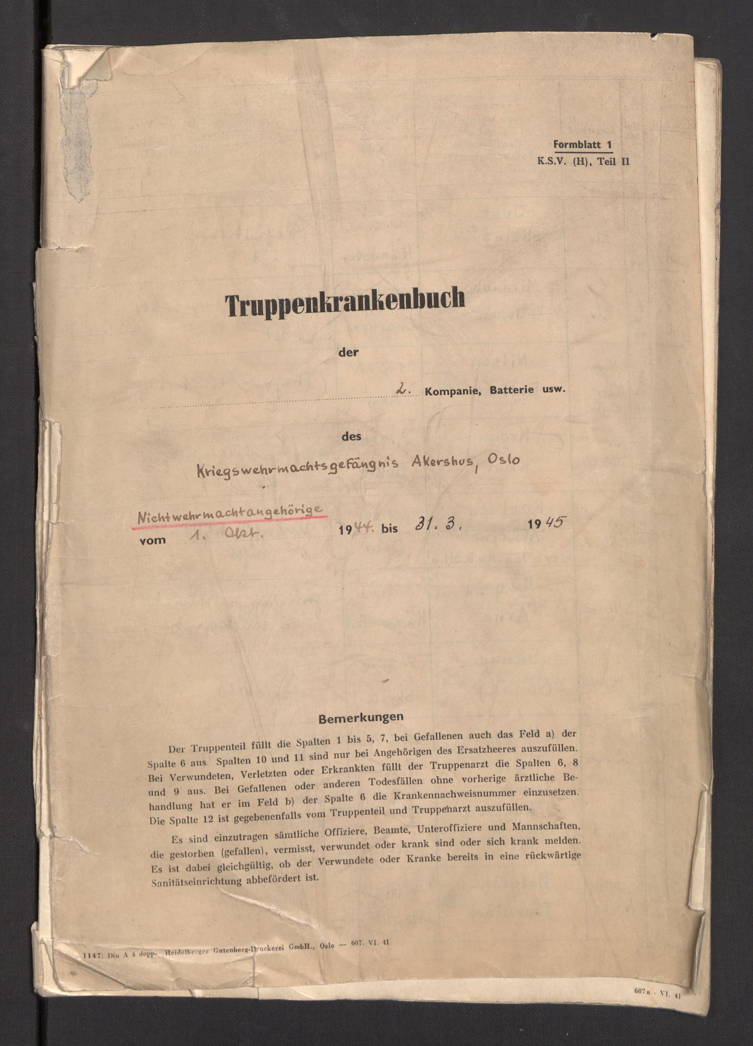 Befehlshaber der Sicherheitspolizei und des SD, AV/RA-RAFA-5969/E/Eb/L0005: Materiale fra sykestua, 1944-1945