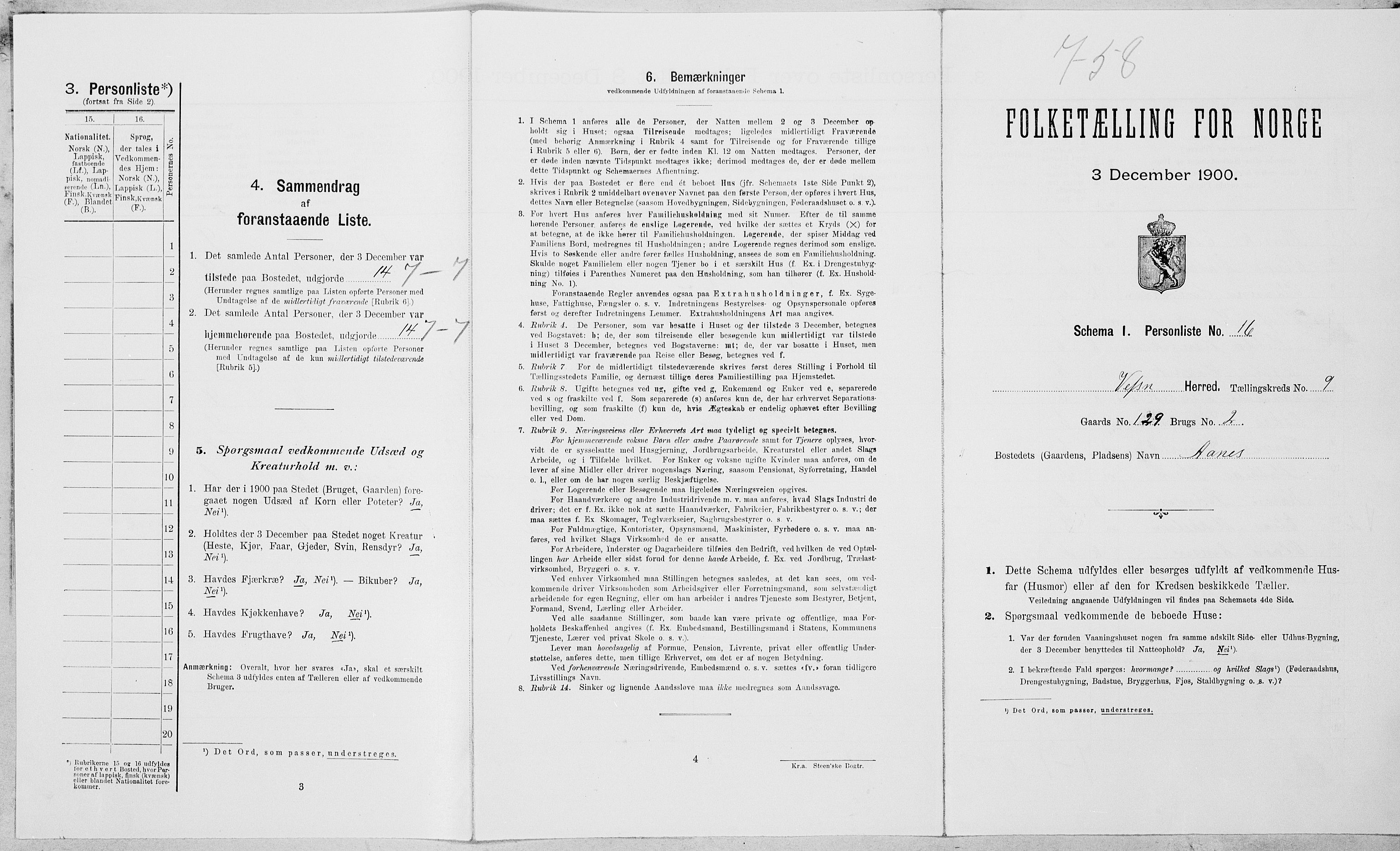SAT, Folketelling 1900 for 1824 Vefsn herred, 1900, s. 787