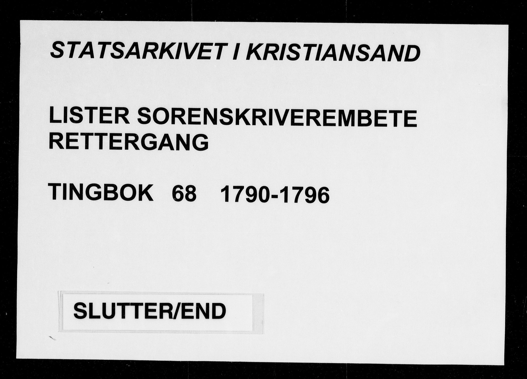 Lister sorenskriveri, AV/SAK-1221-0003/F/Fa/L0070: Tingbok nr 68, 1790-1796