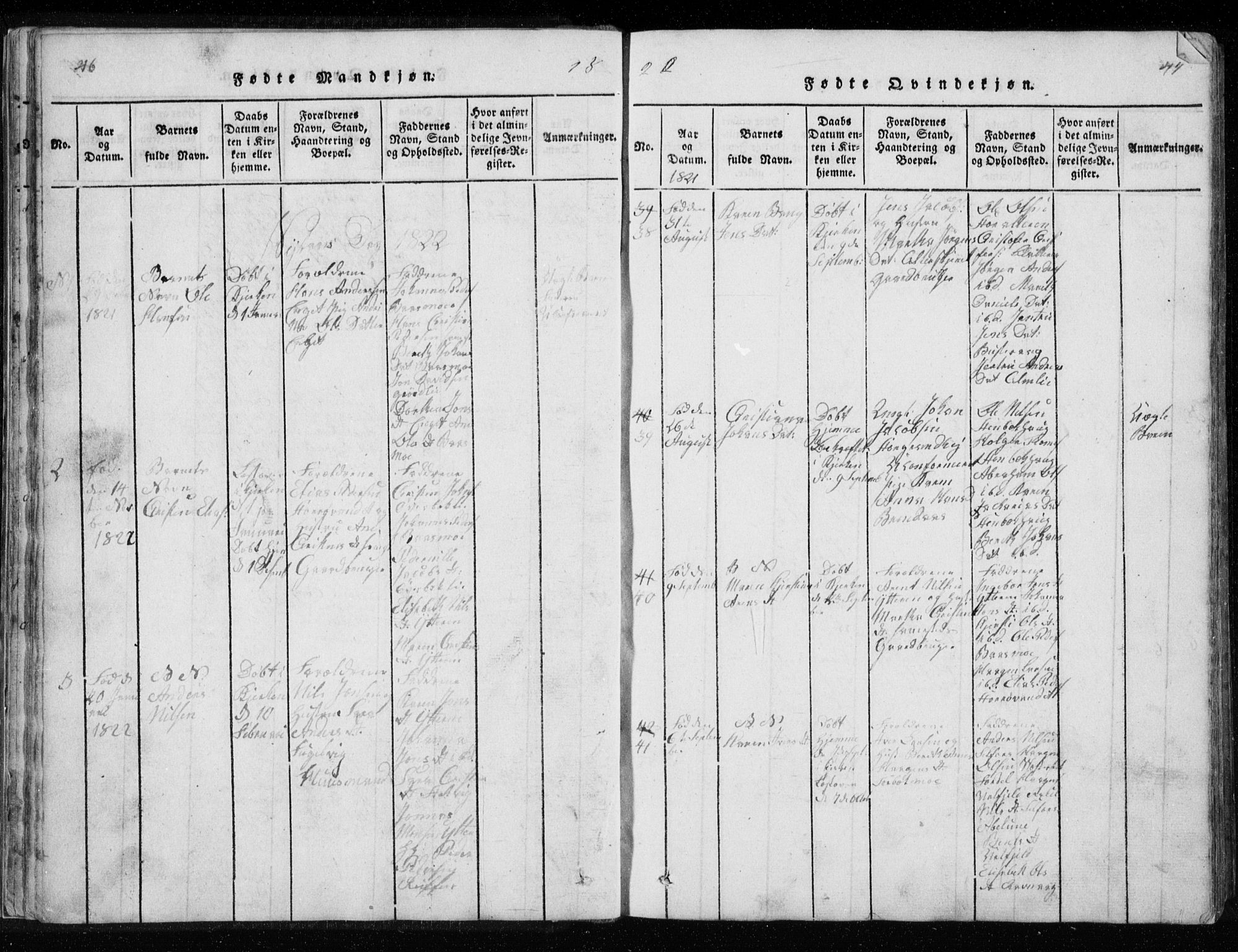 Ministerialprotokoller, klokkerbøker og fødselsregistre - Nordland, AV/SAT-A-1459/827/L0412: Klokkerbok nr. 827C01, 1820-1841, s. 46-47