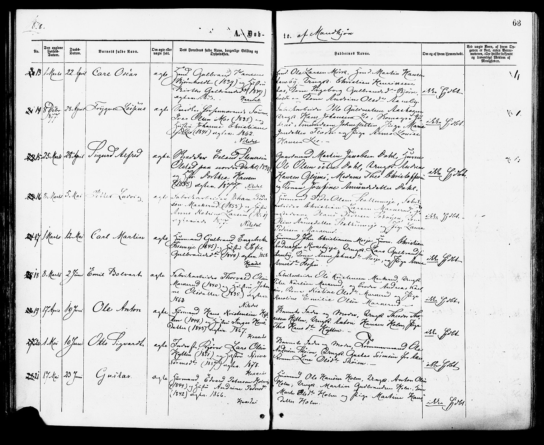 Nittedal prestekontor Kirkebøker, AV/SAO-A-10365a/F/Fa/L0006: Ministerialbok nr. I 6, 1863-1878, s. 63