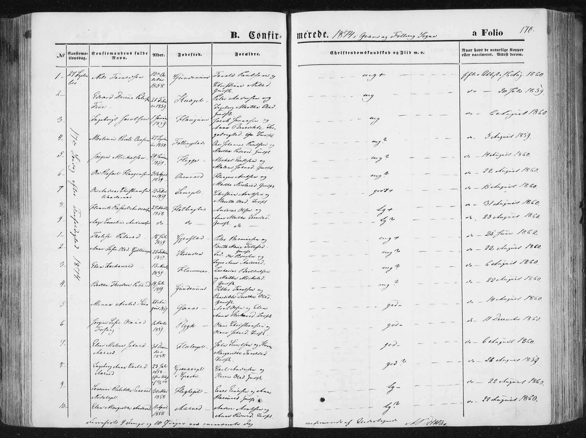 Ministerialprotokoller, klokkerbøker og fødselsregistre - Nord-Trøndelag, SAT/A-1458/746/L0447: Ministerialbok nr. 746A06, 1860-1877, s. 170