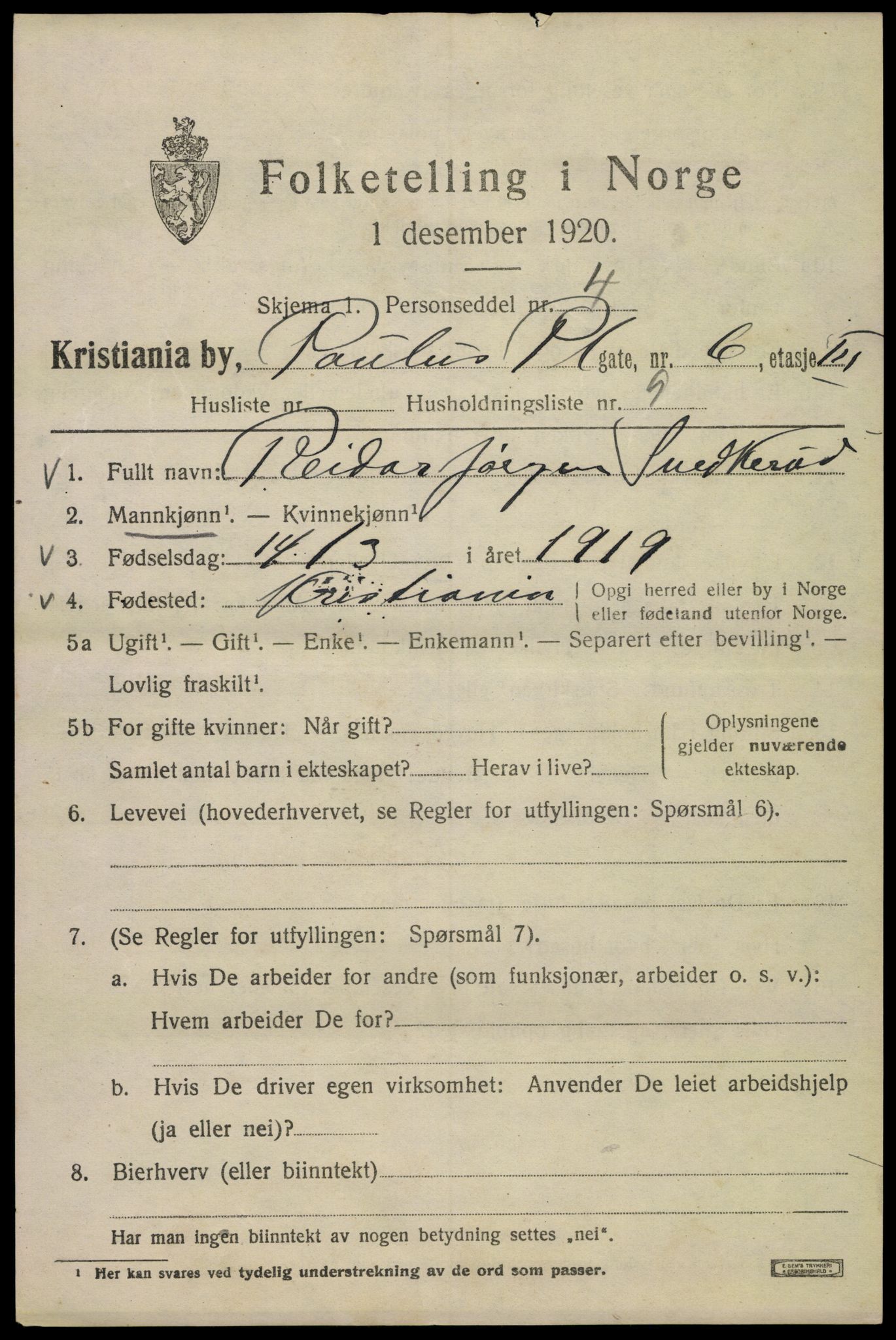 SAO, Folketelling 1920 for 0301 Kristiania kjøpstad, 1920, s. 446547