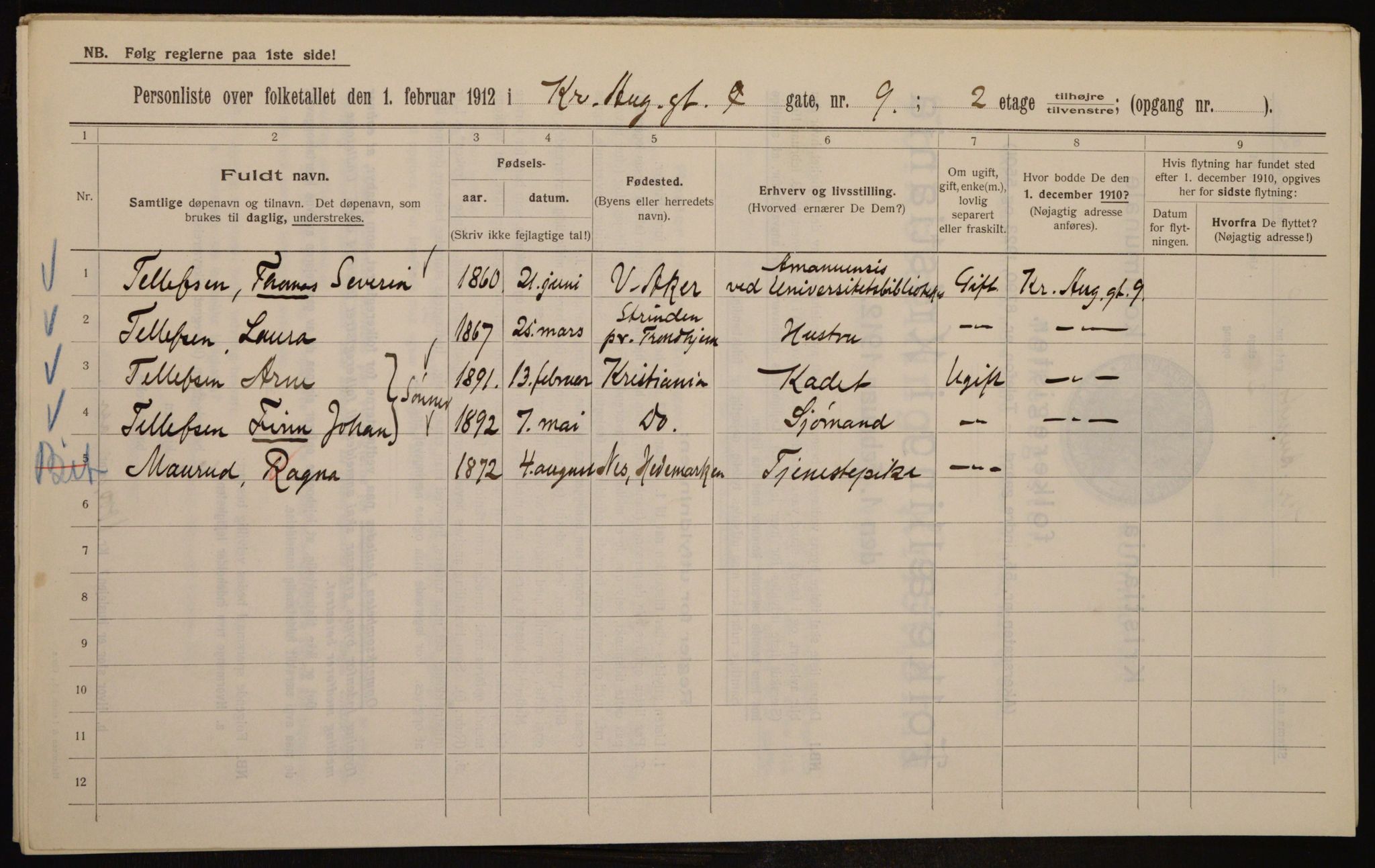OBA, Kommunal folketelling 1.2.1912 for Kristiania, 1912, s. 54251
