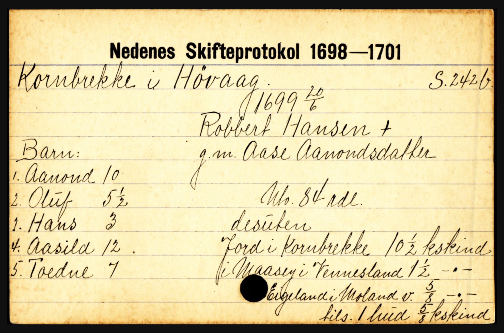 Nedenes sorenskriveri før 1824, AV/SAK-1221-0007/H, s. 15777