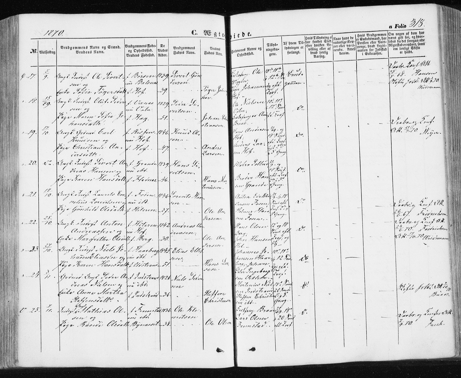 Ministerialprotokoller, klokkerbøker og fødselsregistre - Sør-Trøndelag, SAT/A-1456/659/L0737: Ministerialbok nr. 659A07, 1857-1875, s. 318
