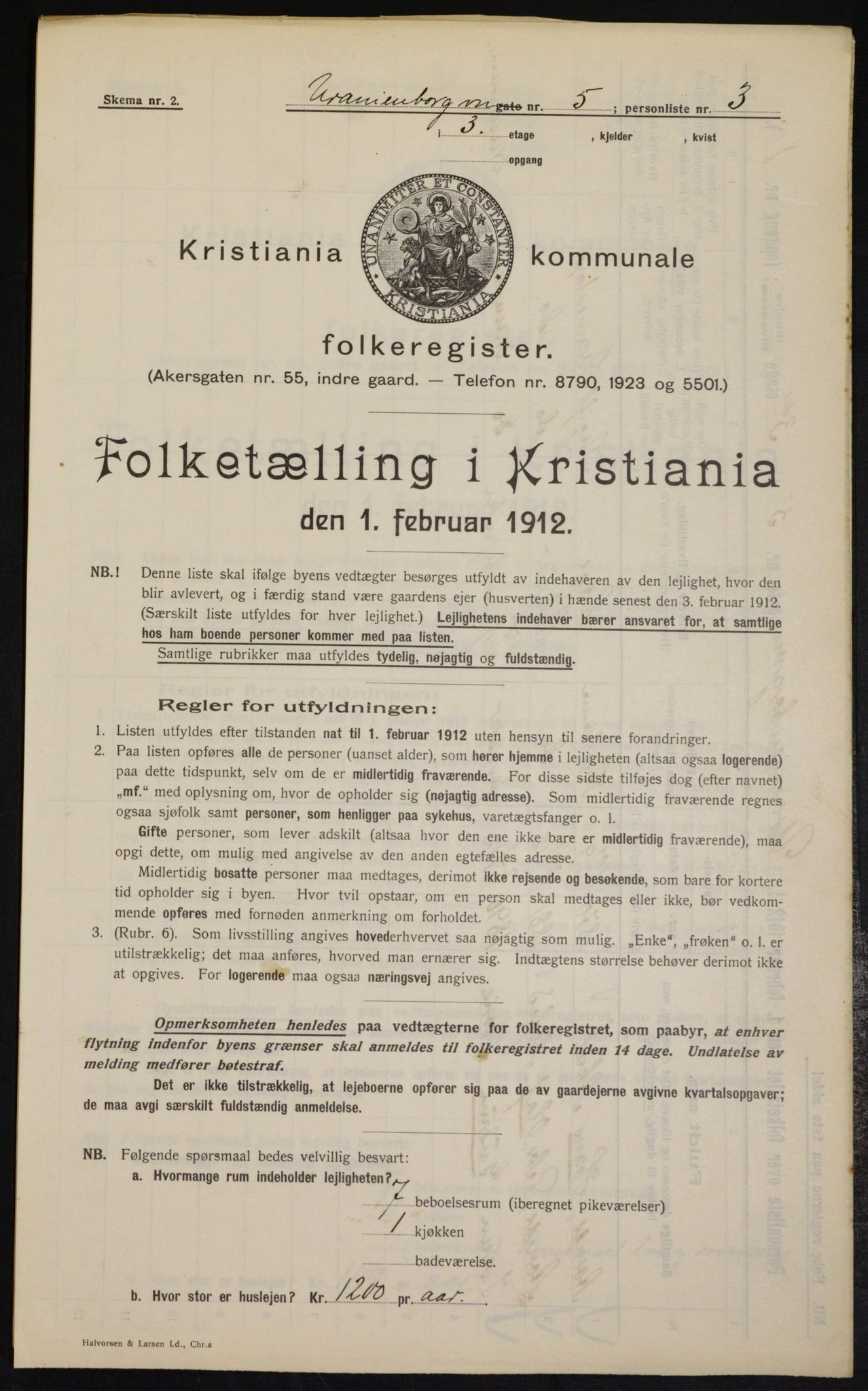 OBA, Kommunal folketelling 1.2.1912 for Kristiania, 1912, s. 120383