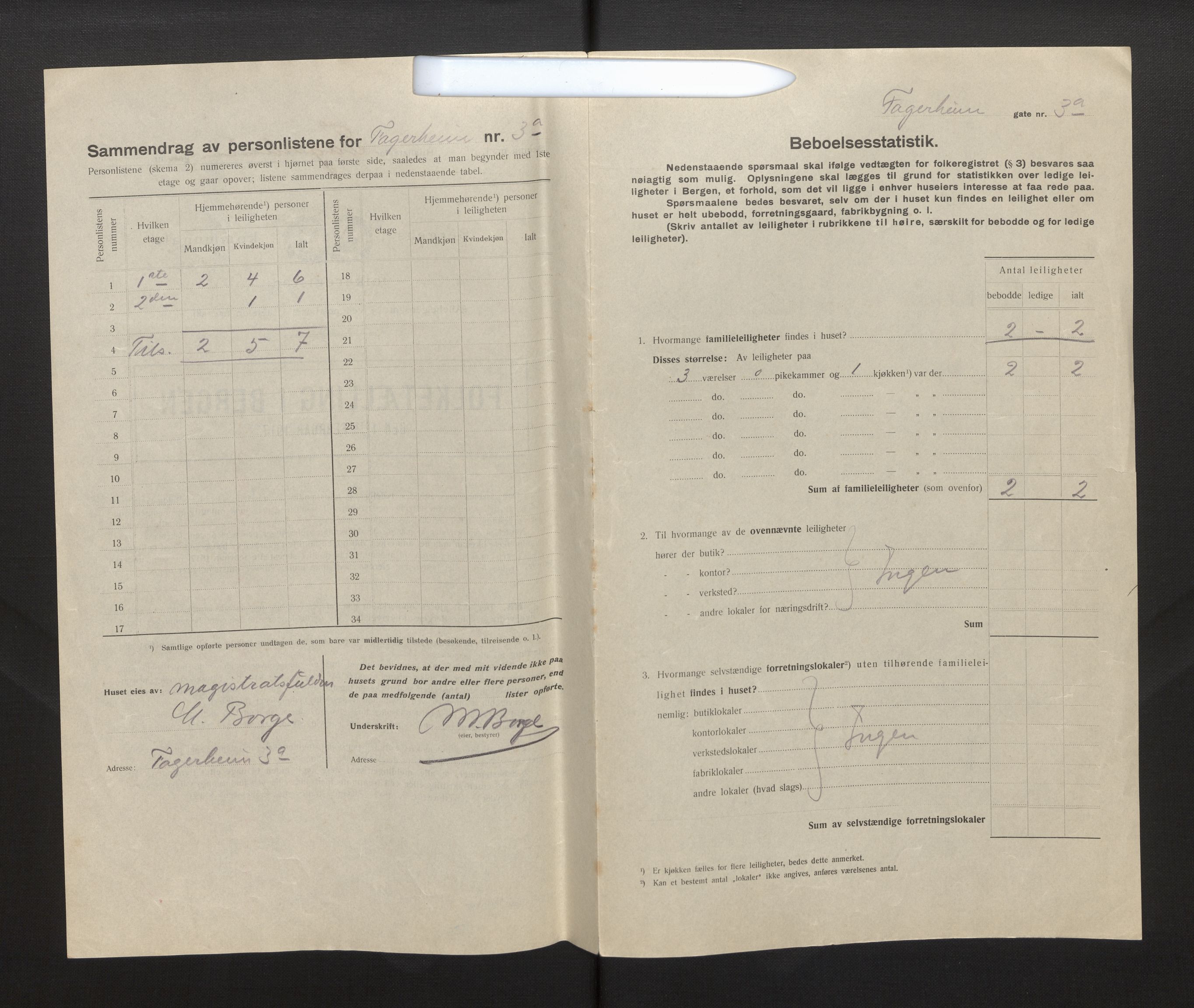 SAB, Kommunal folketelling 1917 for Bergen kjøpstad, 1917, s. 7148