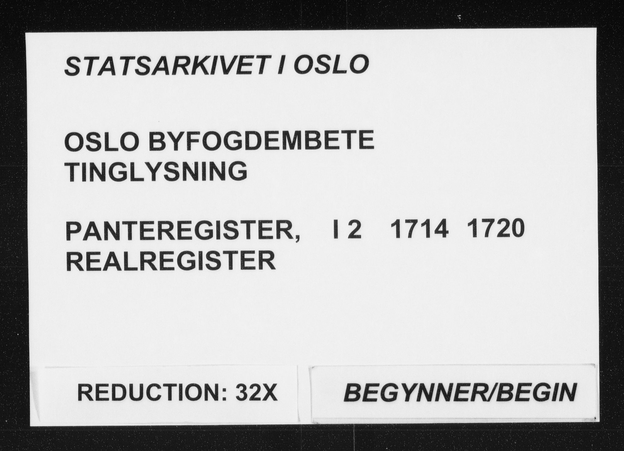 Christiania byfogd, SAO/A-11543/G/Ga/Gaa/Gaaa/L0002: Panteregister nr. I 2, 1714-1720