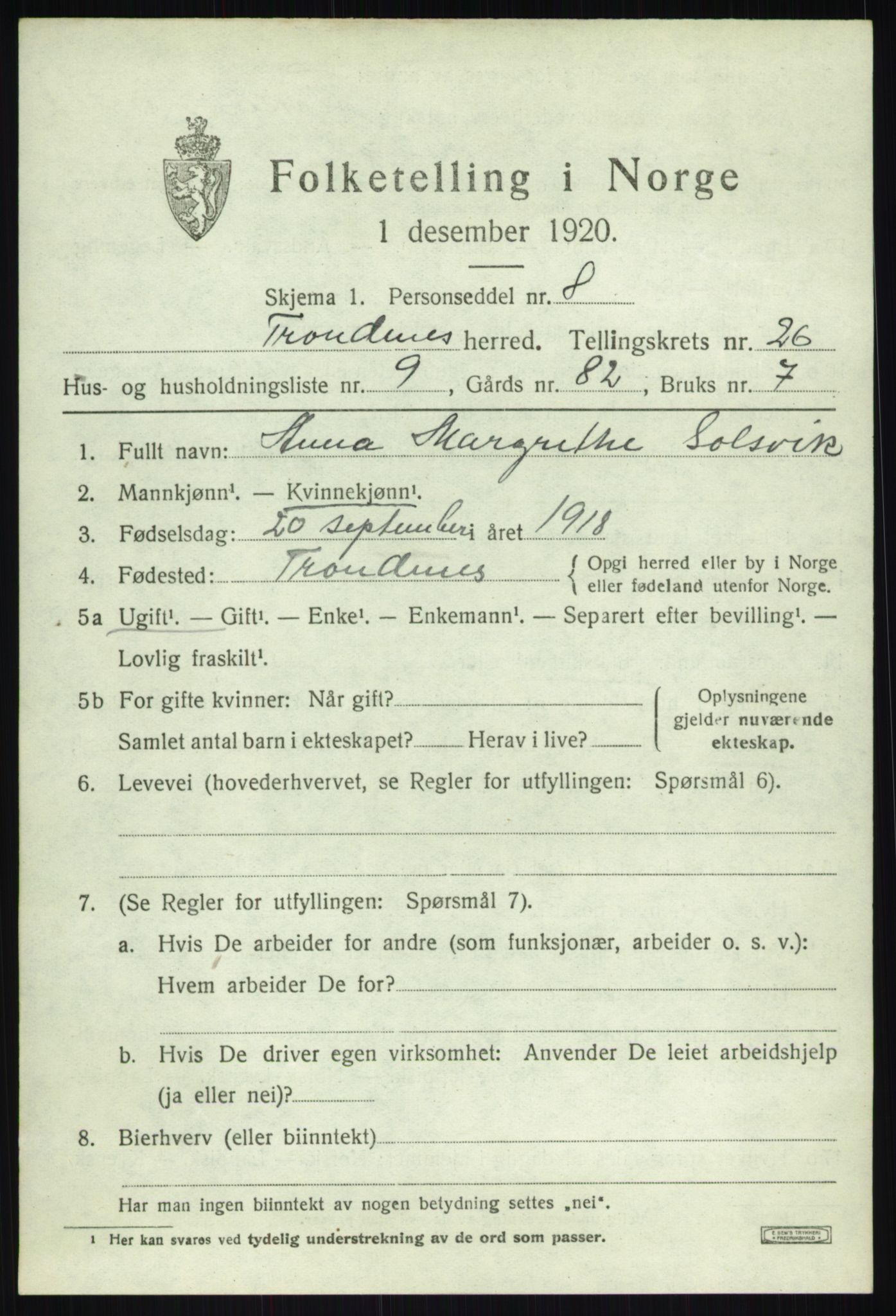 SATØ, Folketelling 1920 for 1914 Trondenes herred, 1920, s. 18962