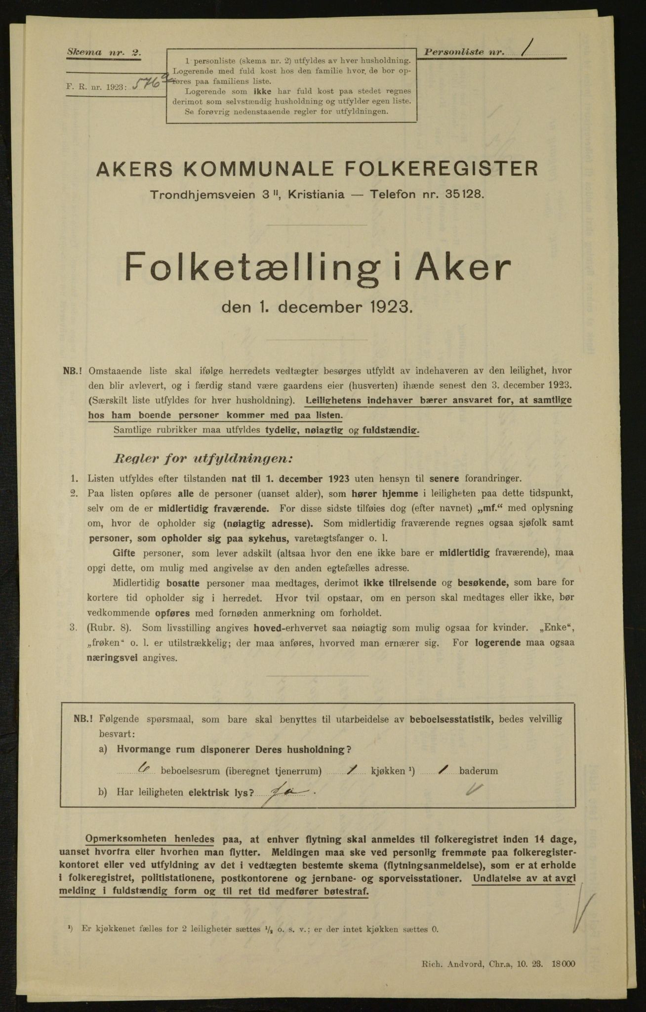 , Kommunal folketelling 1.12.1923 for Aker, 1923, s. 3346