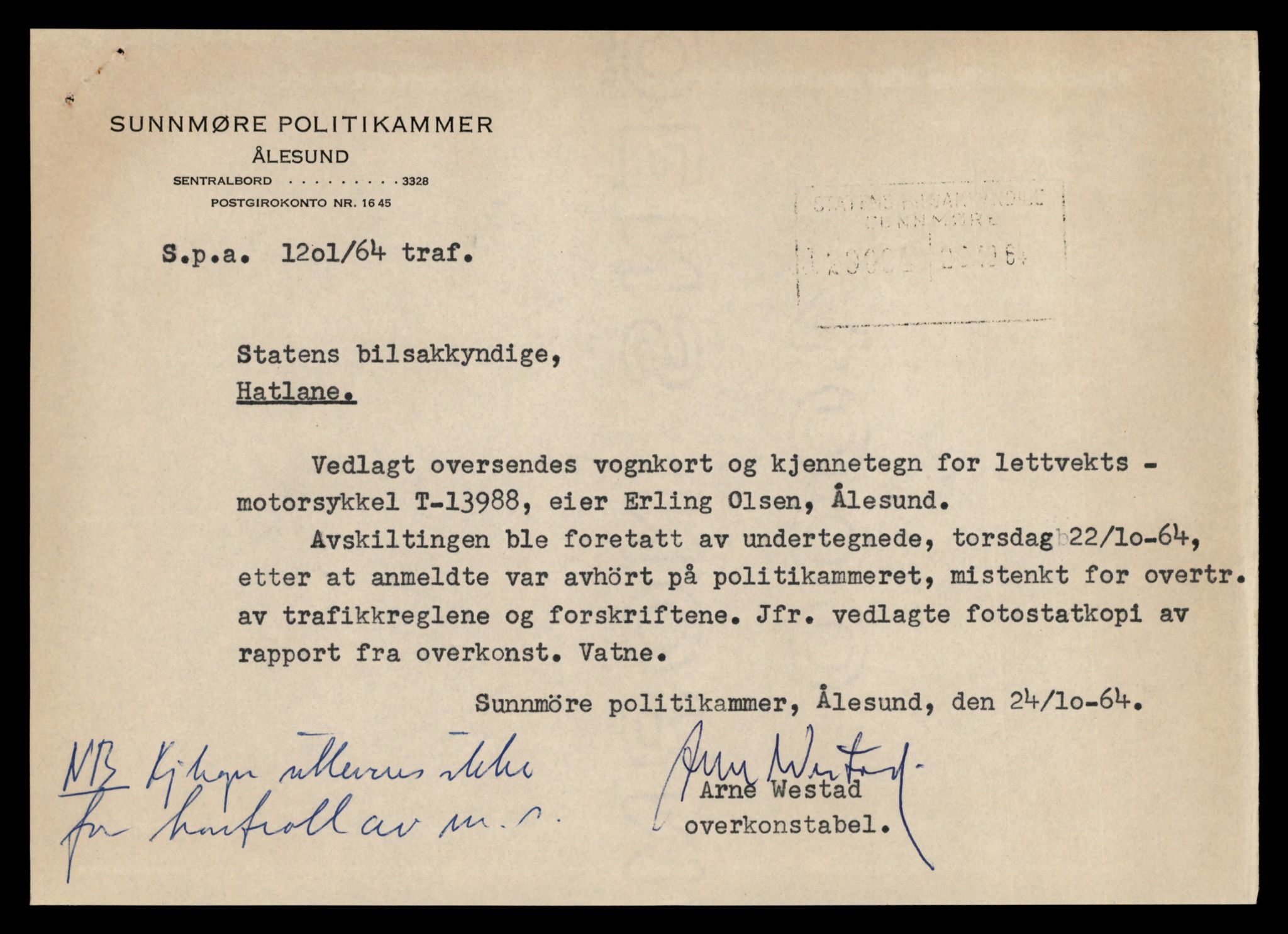 Møre og Romsdal vegkontor - Ålesund trafikkstasjon, AV/SAT-A-4099/F/Fe/L0042: Registreringskort for kjøretøy T 13906 - T 14079, 1927-1998, s. 1187