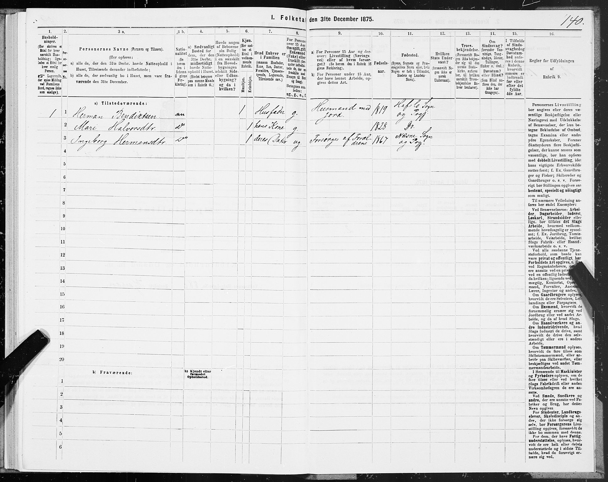 SAT, Folketelling 1875 for 1828P Nesna prestegjeld, 1875, s. 4140