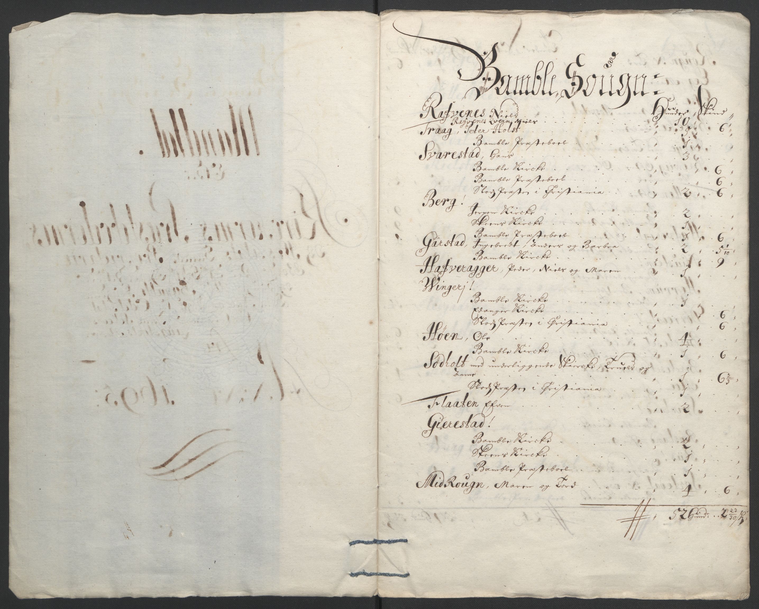 Rentekammeret inntil 1814, Reviderte regnskaper, Fogderegnskap, AV/RA-EA-4092/R36/L2093: Fogderegnskap Øvre og Nedre Telemark og Bamble, 1695, s. 537