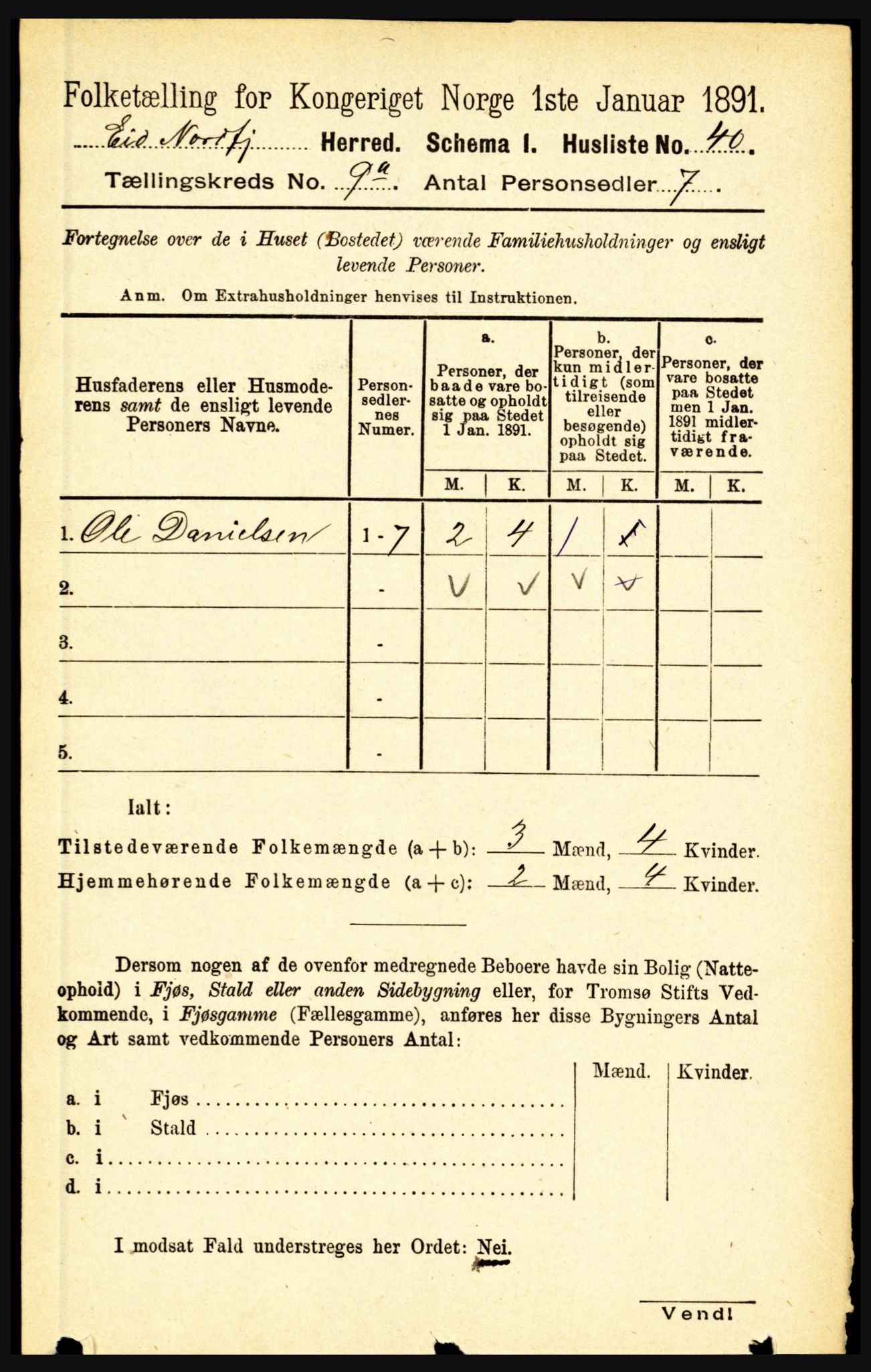 RA, Folketelling 1891 for 1443 Eid herred, 1891, s. 2186