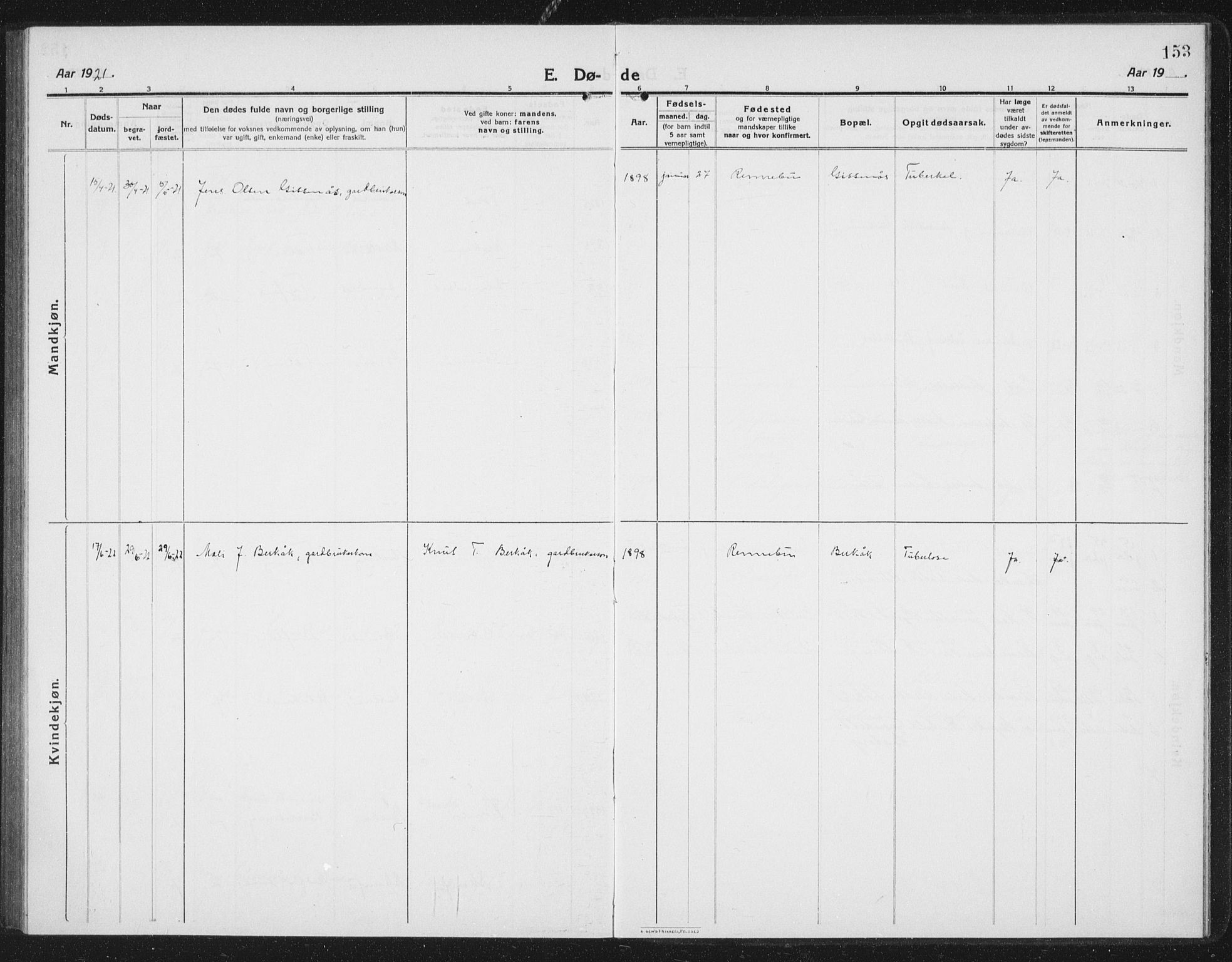 Ministerialprotokoller, klokkerbøker og fødselsregistre - Sør-Trøndelag, AV/SAT-A-1456/675/L0888: Klokkerbok nr. 675C01, 1913-1935, s. 153