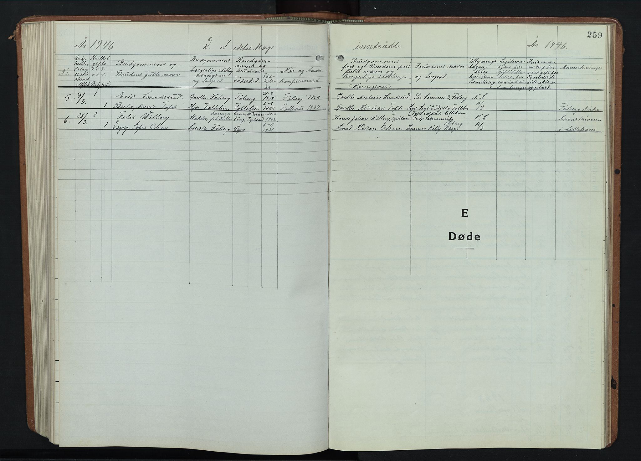 Fåberg prestekontor, AV/SAH-PREST-086/H/Ha/Hab/L0014: Klokkerbok nr. 14, 1922-1946, s. 259