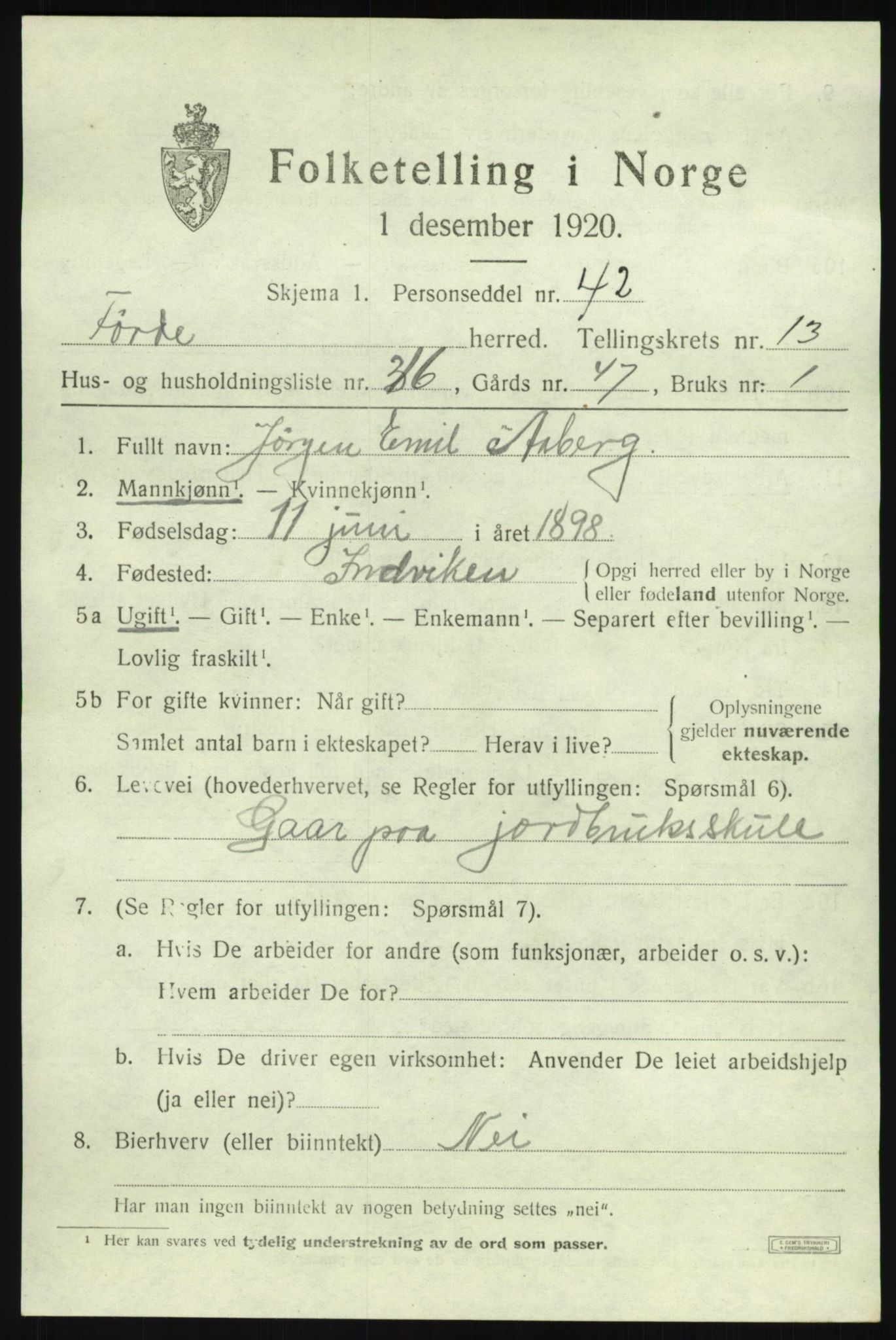 SAB, Folketelling 1920 for 1432 Førde herred, 1920, s. 4848