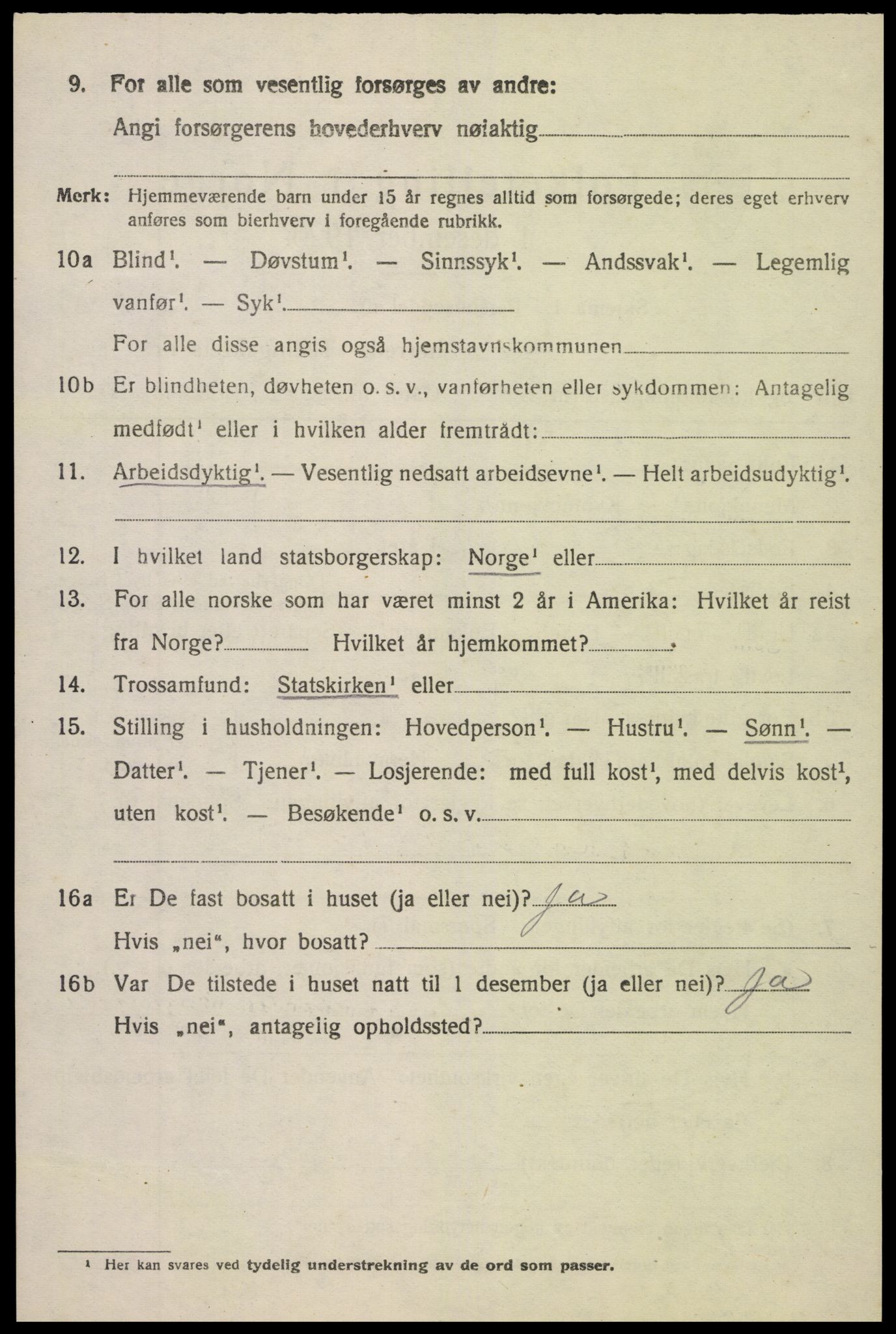 SAK, Folketelling 1920 for 0912 Vegårshei herred, 1920, s. 2539