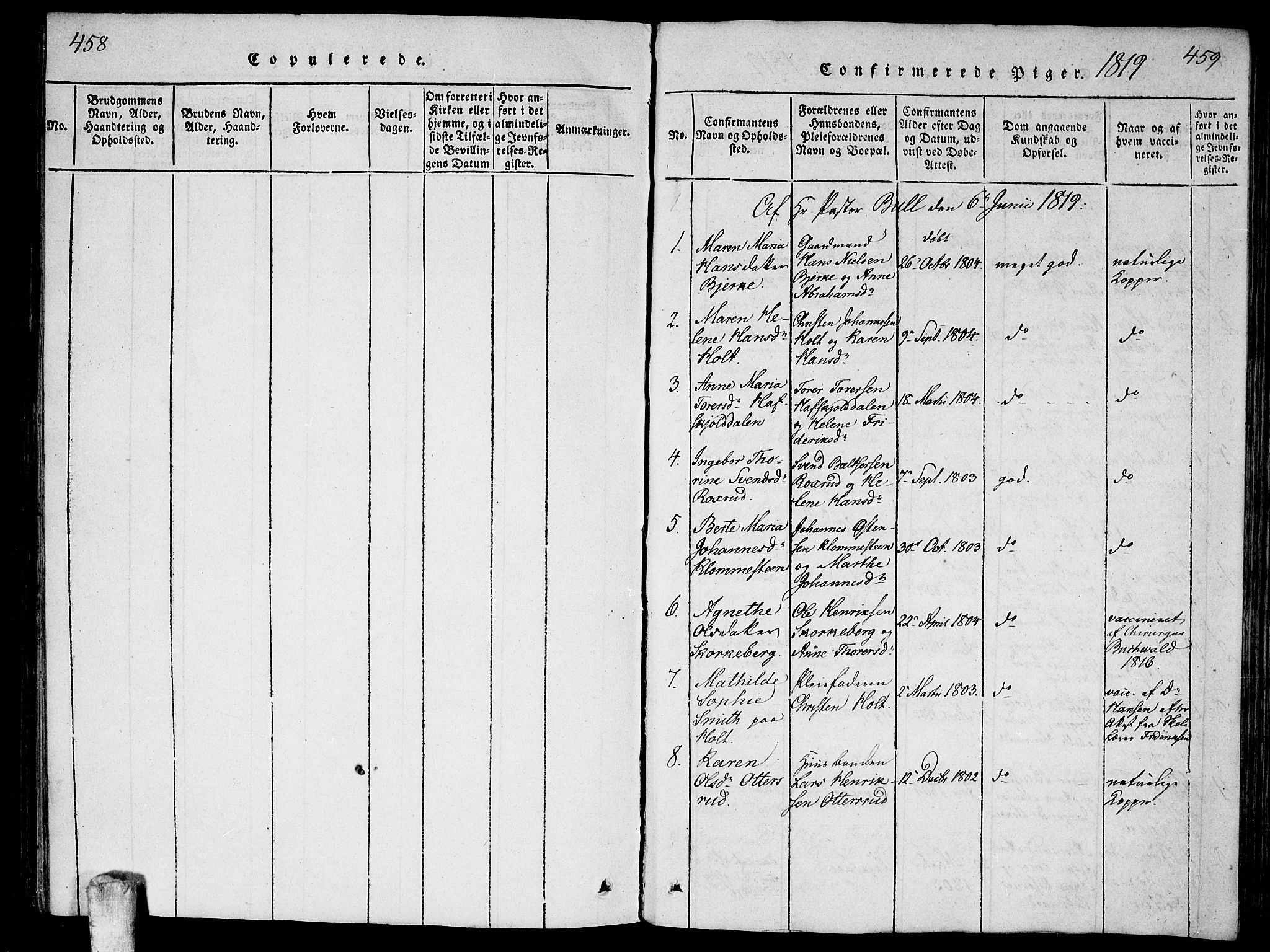 Ås prestekontor Kirkebøker, AV/SAO-A-10894/F/Fa/L0004: Ministerialbok nr. I 4, 1818-1826, s. 458-459