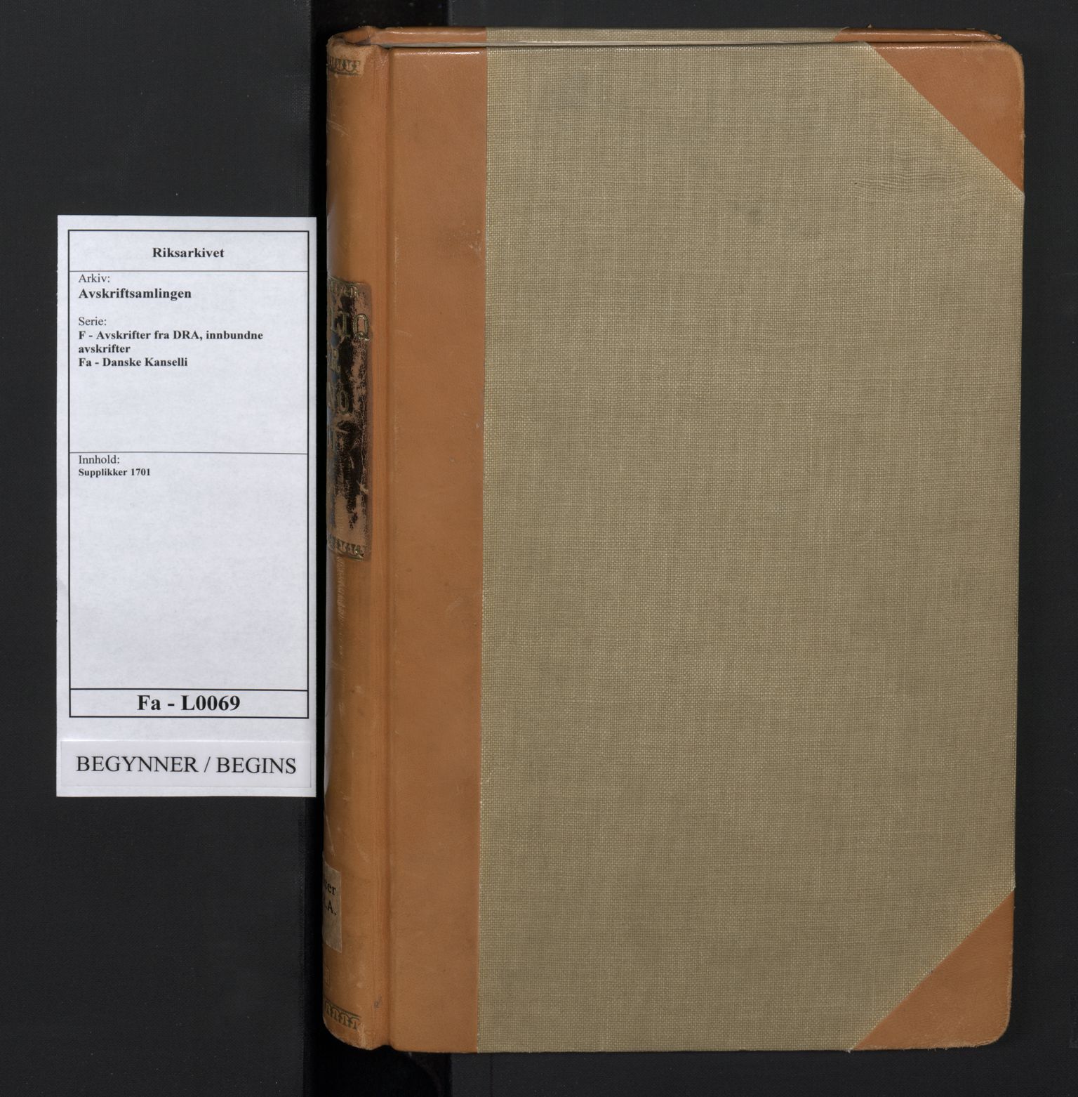 Avskriftsamlingen, AV/RA-EA-4022/F/Fa/L0069: Supplikker, 1701, s. 1