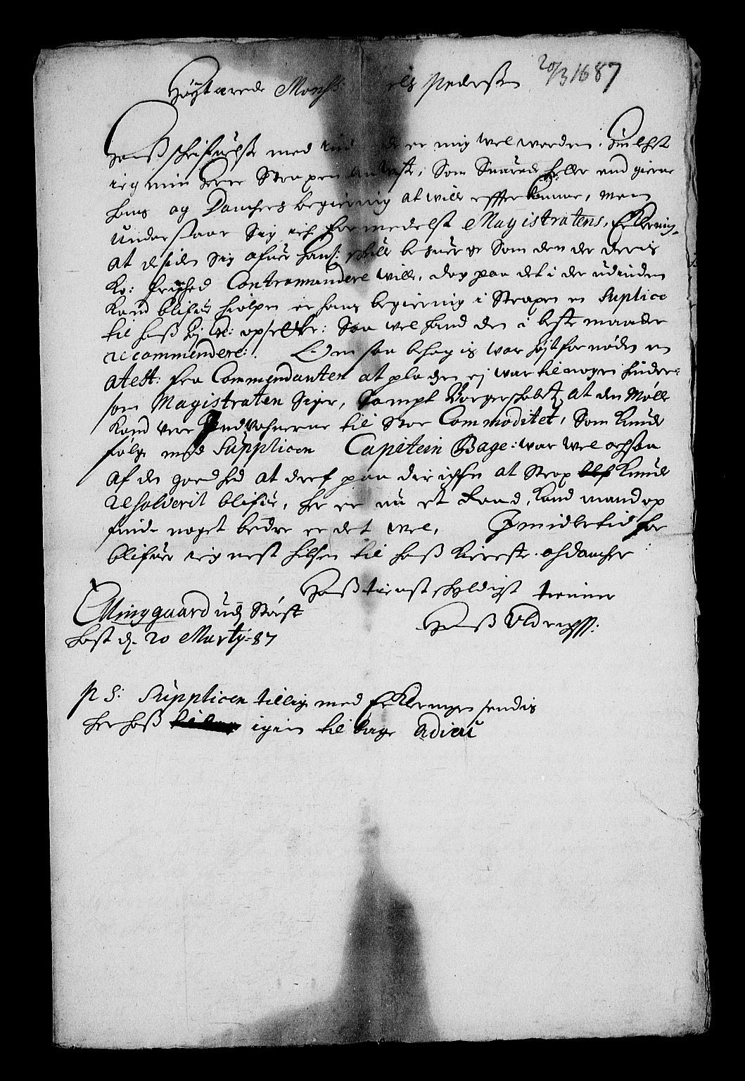 Stattholderembetet 1572-1771, RA/EA-2870/Af/L0001: Avskrifter av vedlegg til originale supplikker, nummerert i samsvar med supplikkbøkene, 1683-1687, s. 60