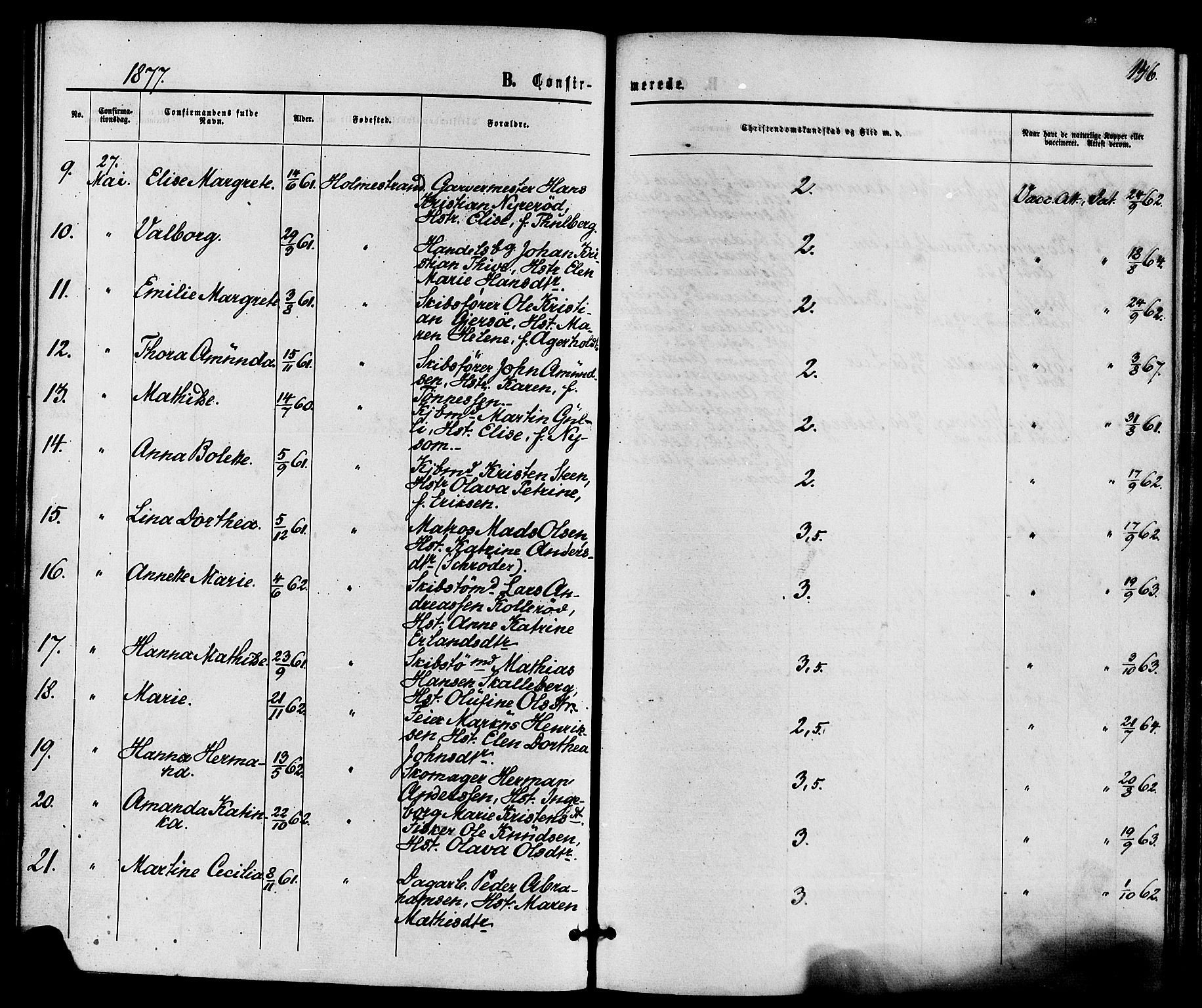 Holmestrand kirkebøker, AV/SAKO-A-346/F/Fa/L0003: Ministerialbok nr. 3, 1867-1879, s. 146