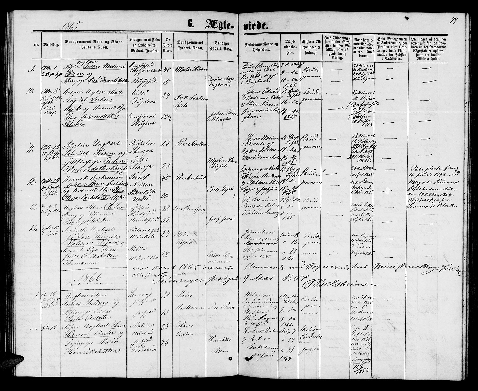 Sør-Varanger sokneprestkontor, AV/SATØ-S-1331/H/Hb/L0001klokker: Klokkerbok nr. 1, 1863-1872, s. 99