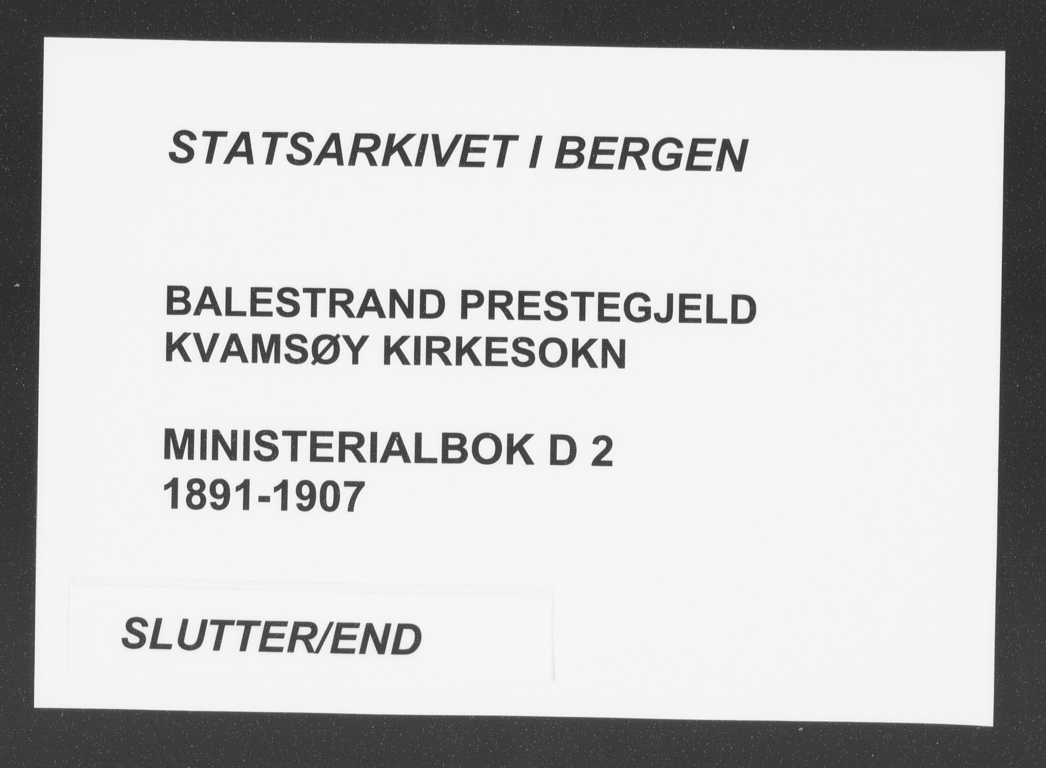 Balestrand sokneprestembete, SAB/A-79601: Ministerialbok nr. D  2, 1891-1907