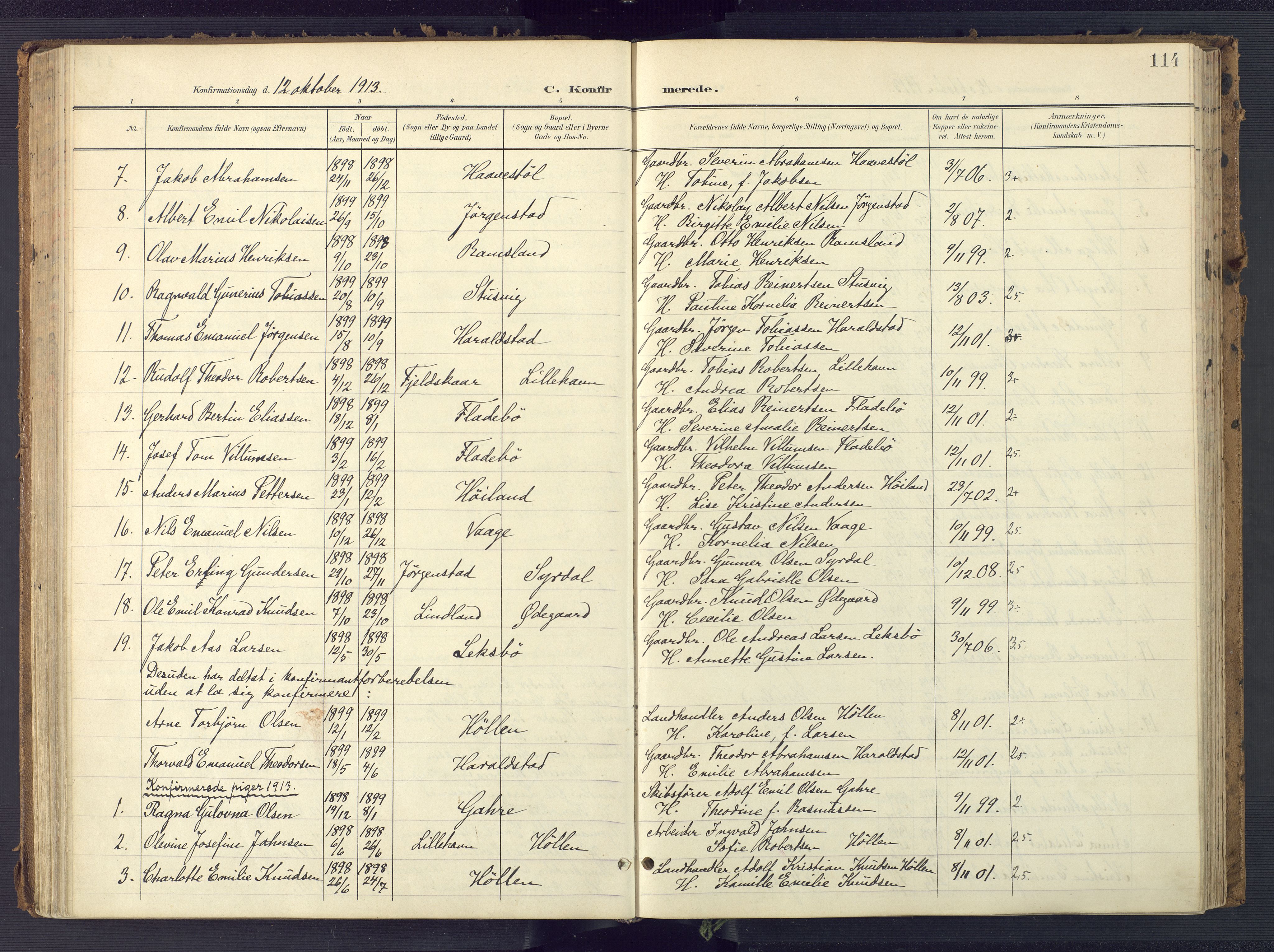 Sør-Audnedal sokneprestkontor, AV/SAK-1111-0039/F/Fa/Faa/L0005: Ministerialbok nr. A 5, 1900-1923, s. 114