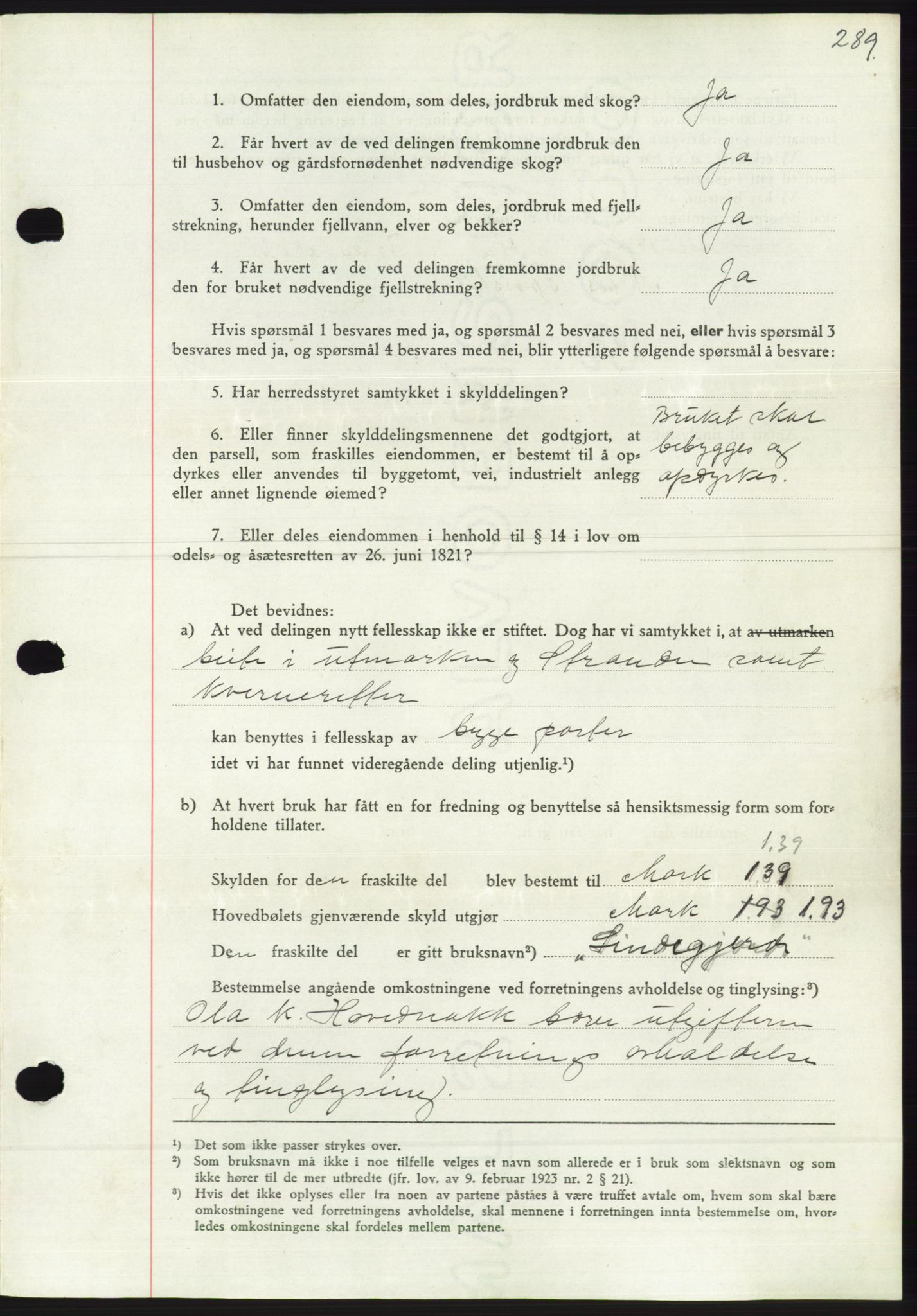 Søre Sunnmøre sorenskriveri, AV/SAT-A-4122/1/2/2C/L0068: Pantebok nr. 62, 1939-1939, Dagboknr: 1019/1939