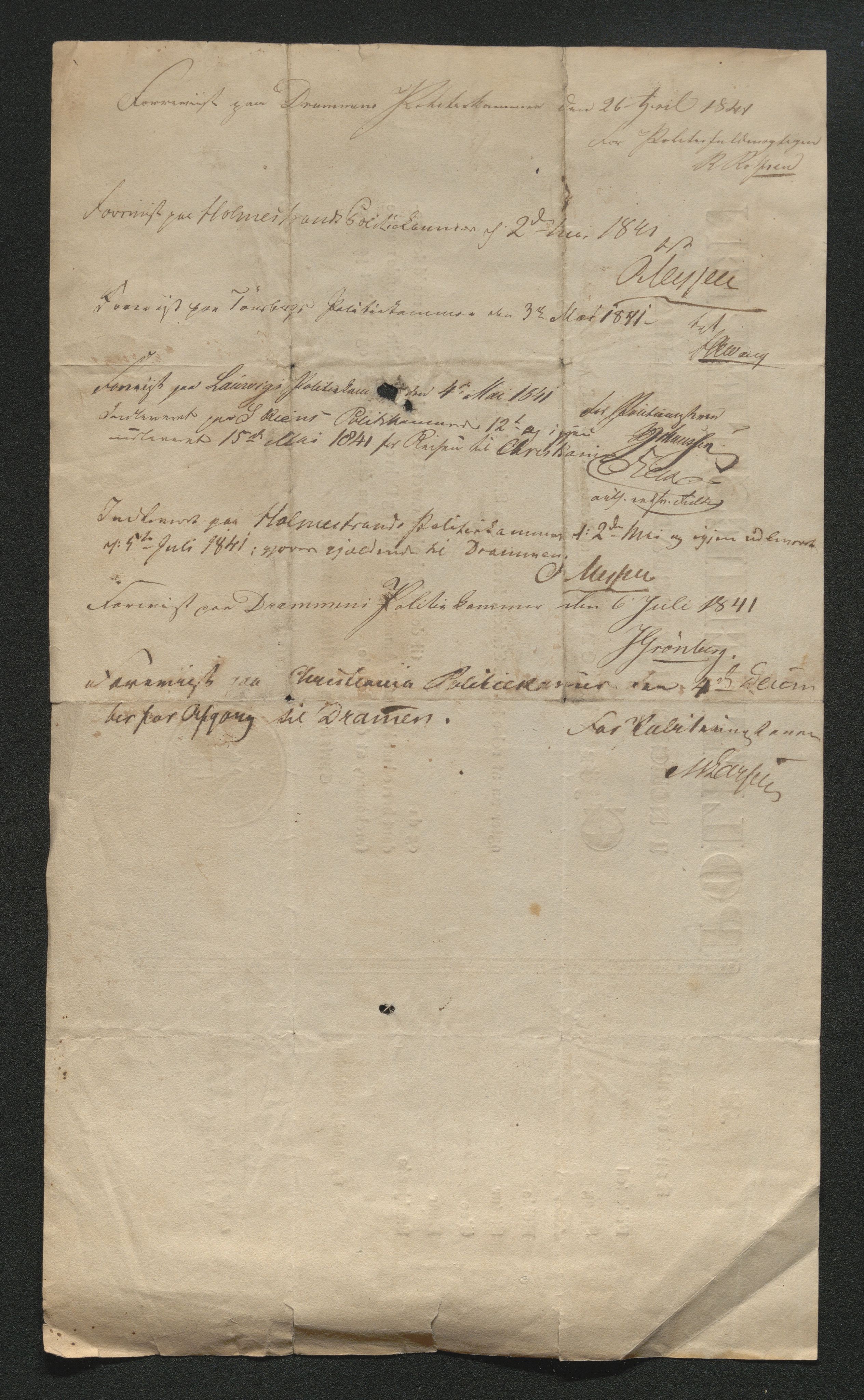 Drammen politikammer, AV/SAKO-A-623/I/Ia/Iab/L0006: Innleverte pass, 1841-1842, s. 297