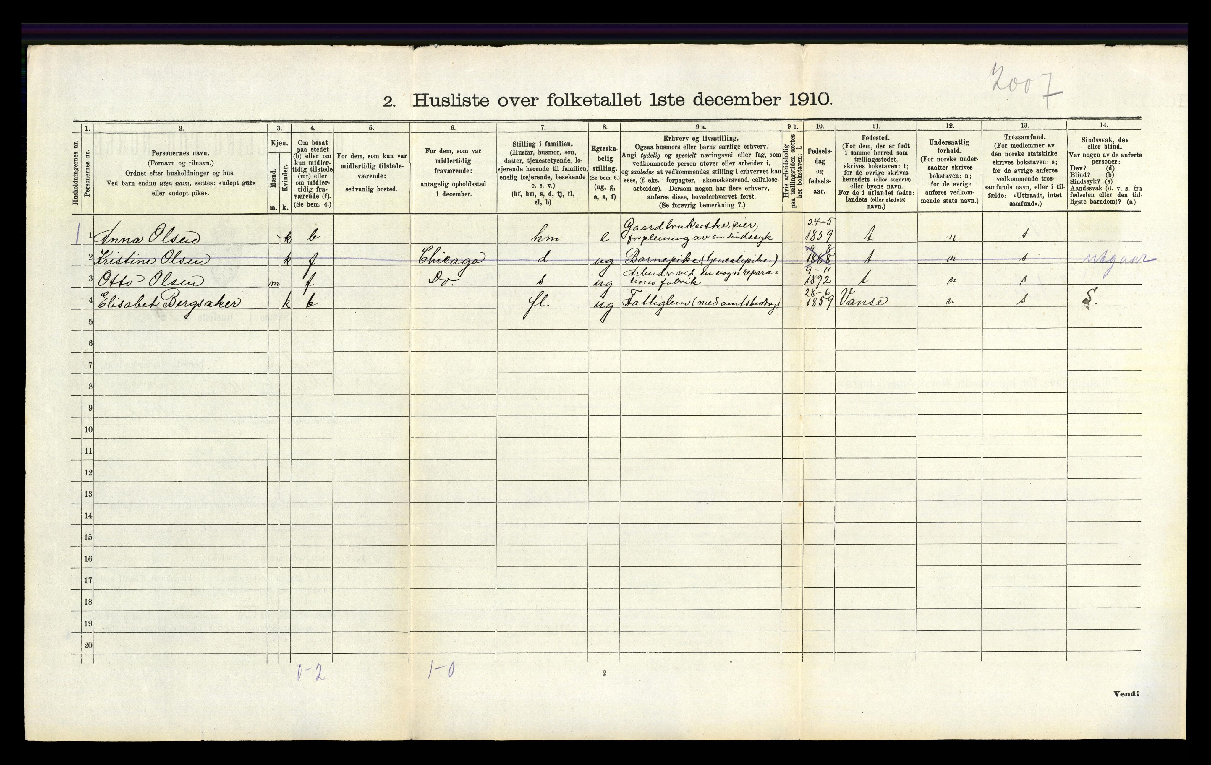 RA, Folketelling 1910 for 1032 Lyngdal herred, 1910, s. 343