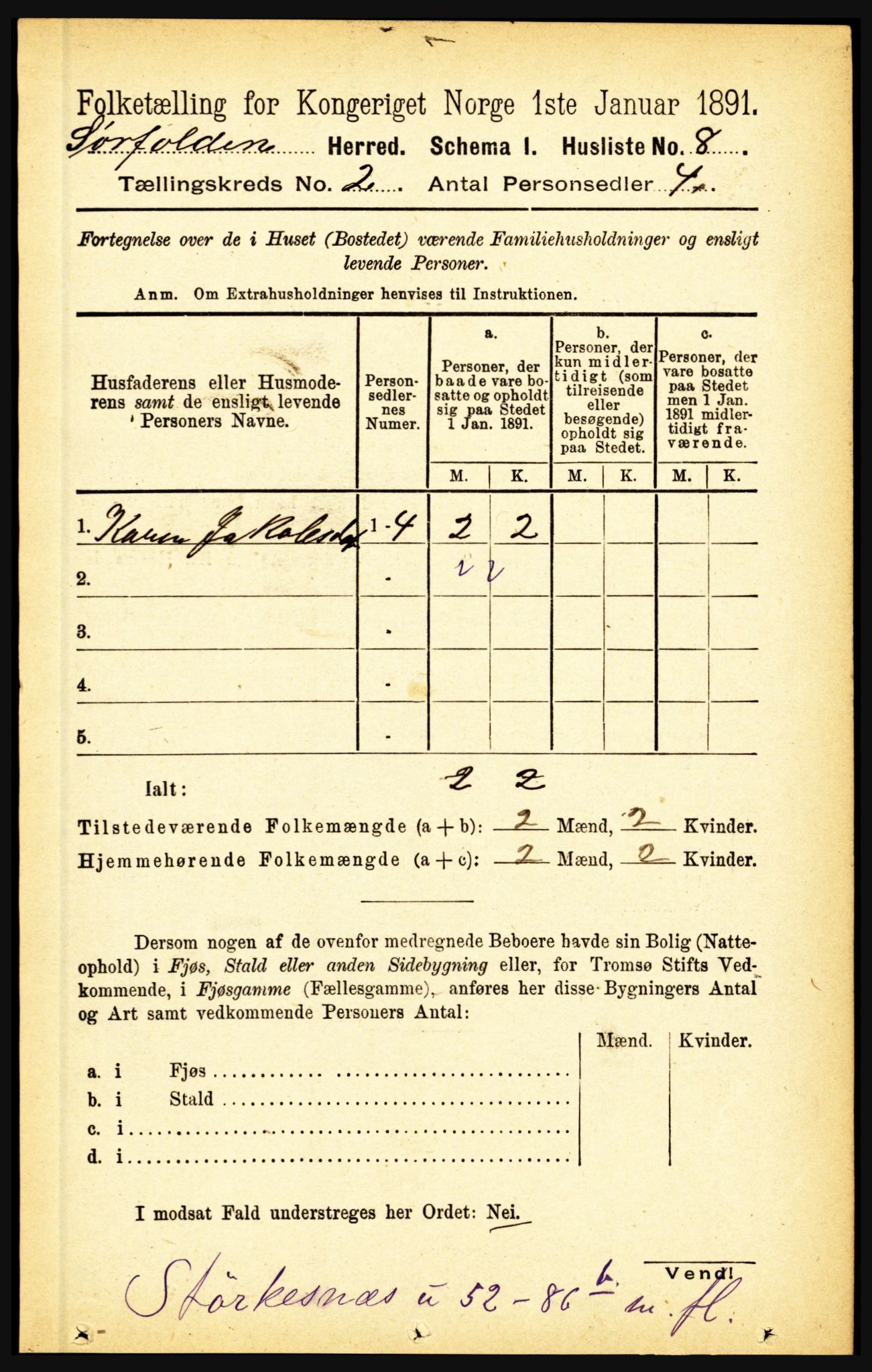 RA, Folketelling 1891 for 1845 Sørfold herred, 1891, s. 181