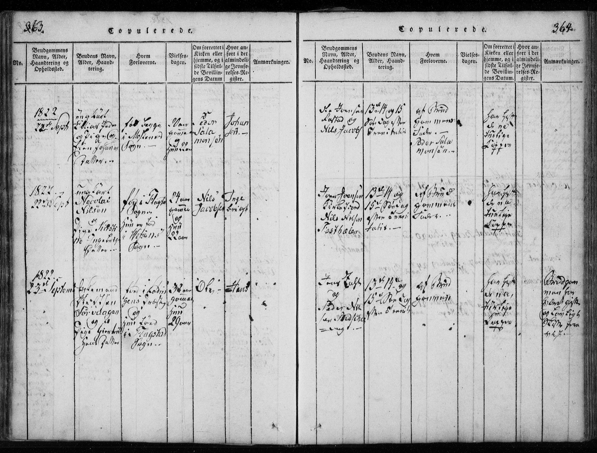 Ministerialprotokoller, klokkerbøker og fødselsregistre - Nordland, AV/SAT-A-1459/885/L1201: Ministerialbok nr. 885A02, 1820-1837, s. 363-364