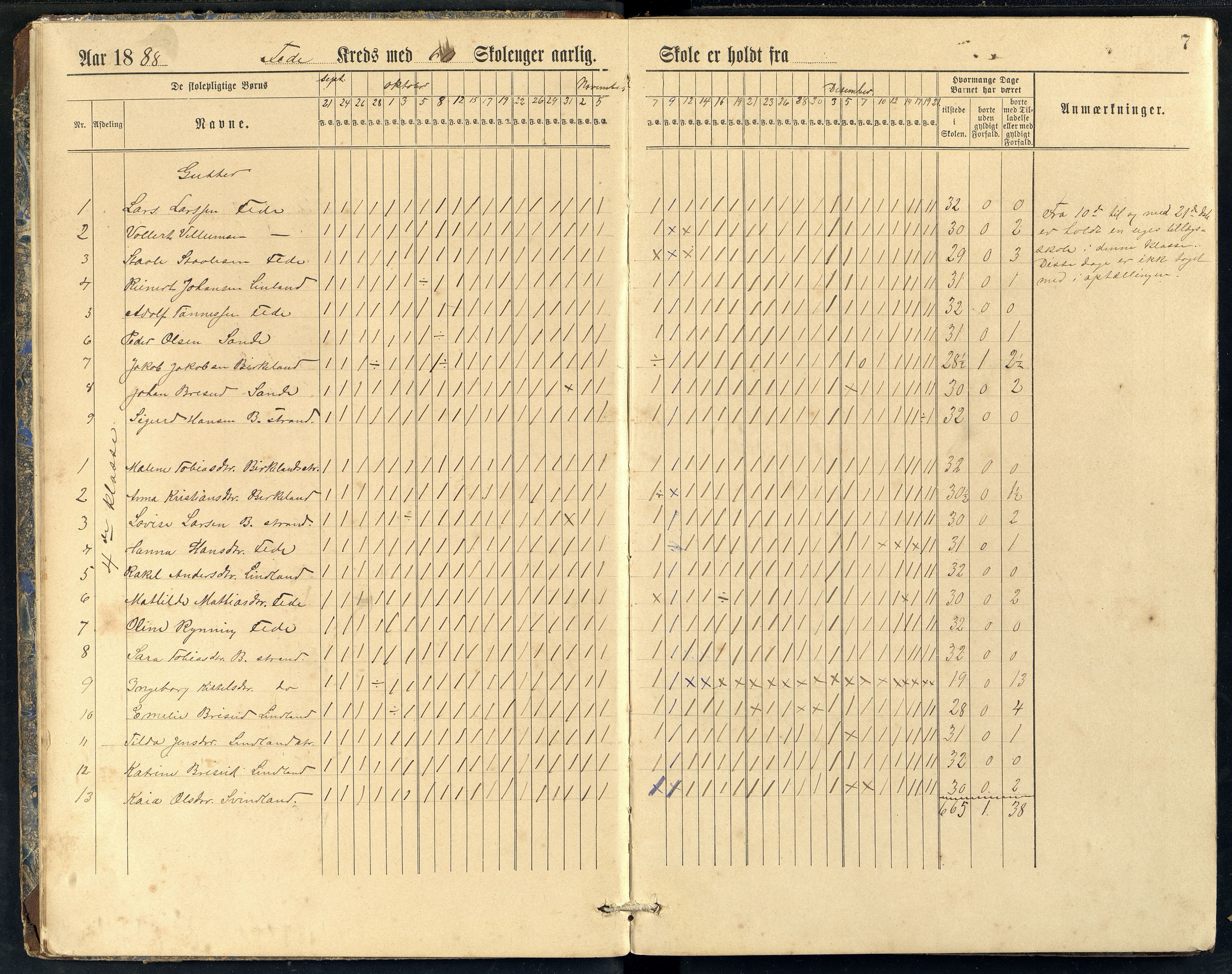 Feda kommune - Feda Skole, ARKSOR/1037FE550/I/L0001: Dagbok, 1888-1903