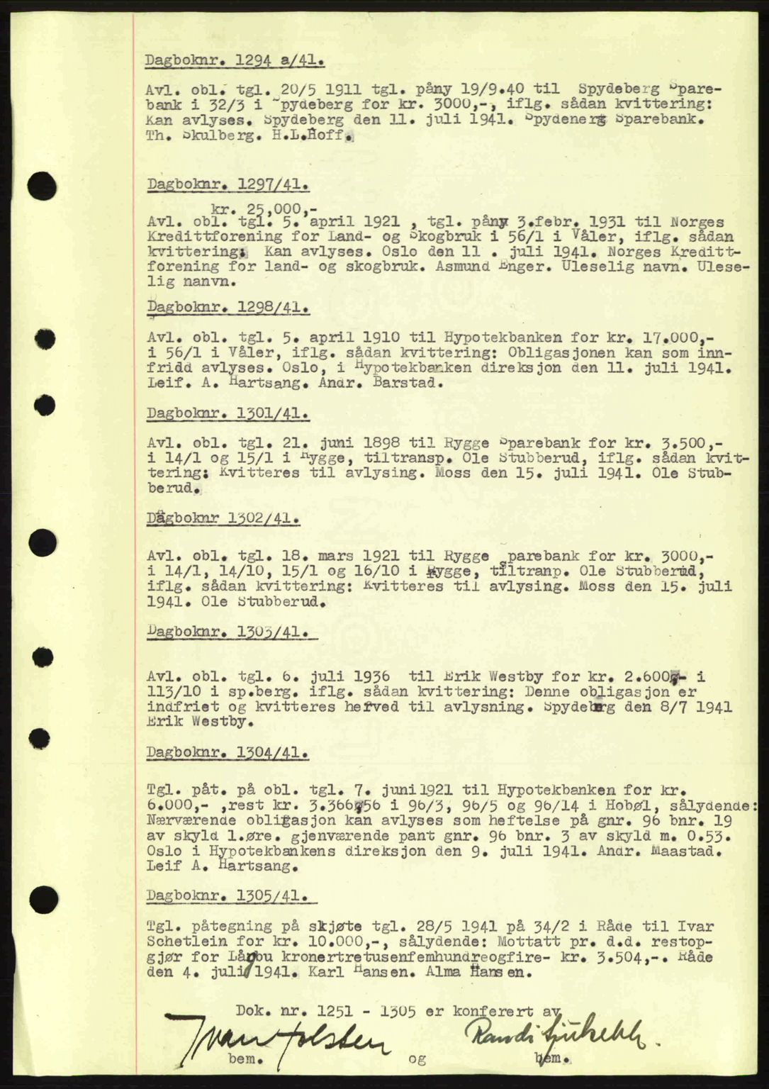 Moss sorenskriveri, SAO/A-10168: Pantebok nr. B10, 1940-1941, Dagboknr: 1294/1941