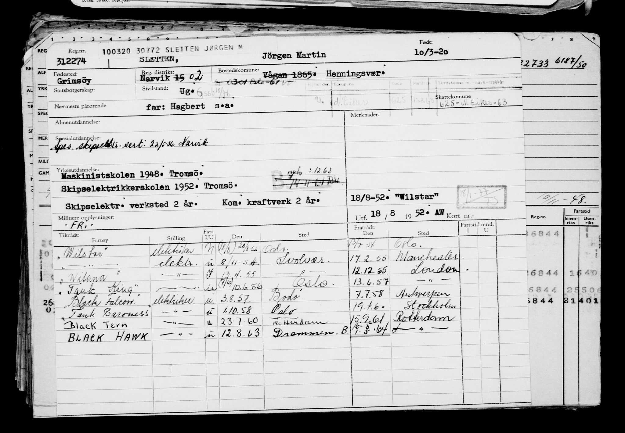 Direktoratet for sjømenn, AV/RA-S-3545/G/Gb/L0178: Hovedkort, 1920, s. 144