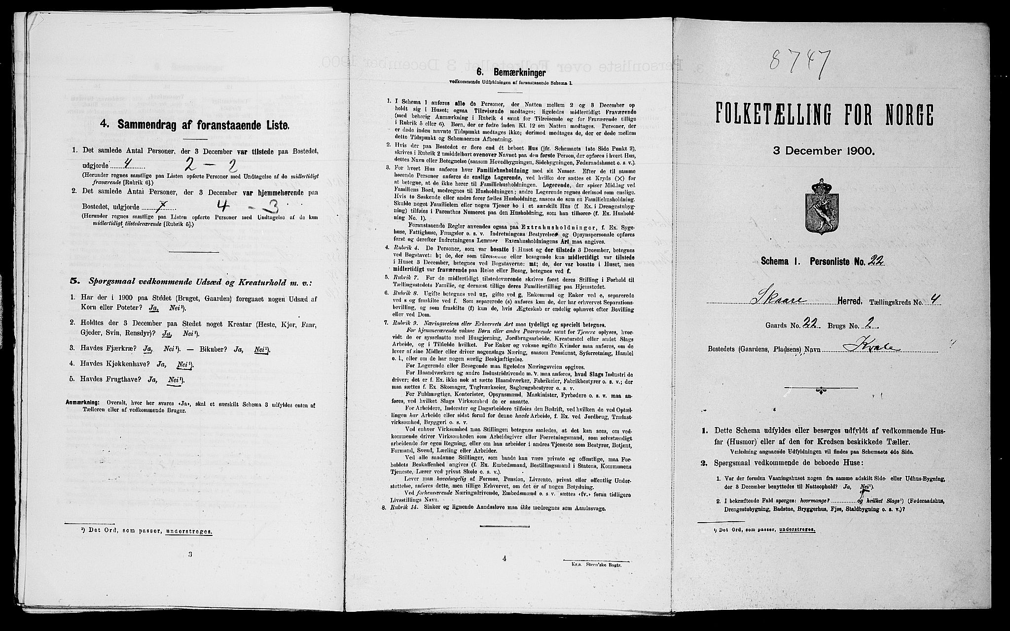 SAST, Folketelling 1900 for 1153 Skåre herred, 1900, s. 438