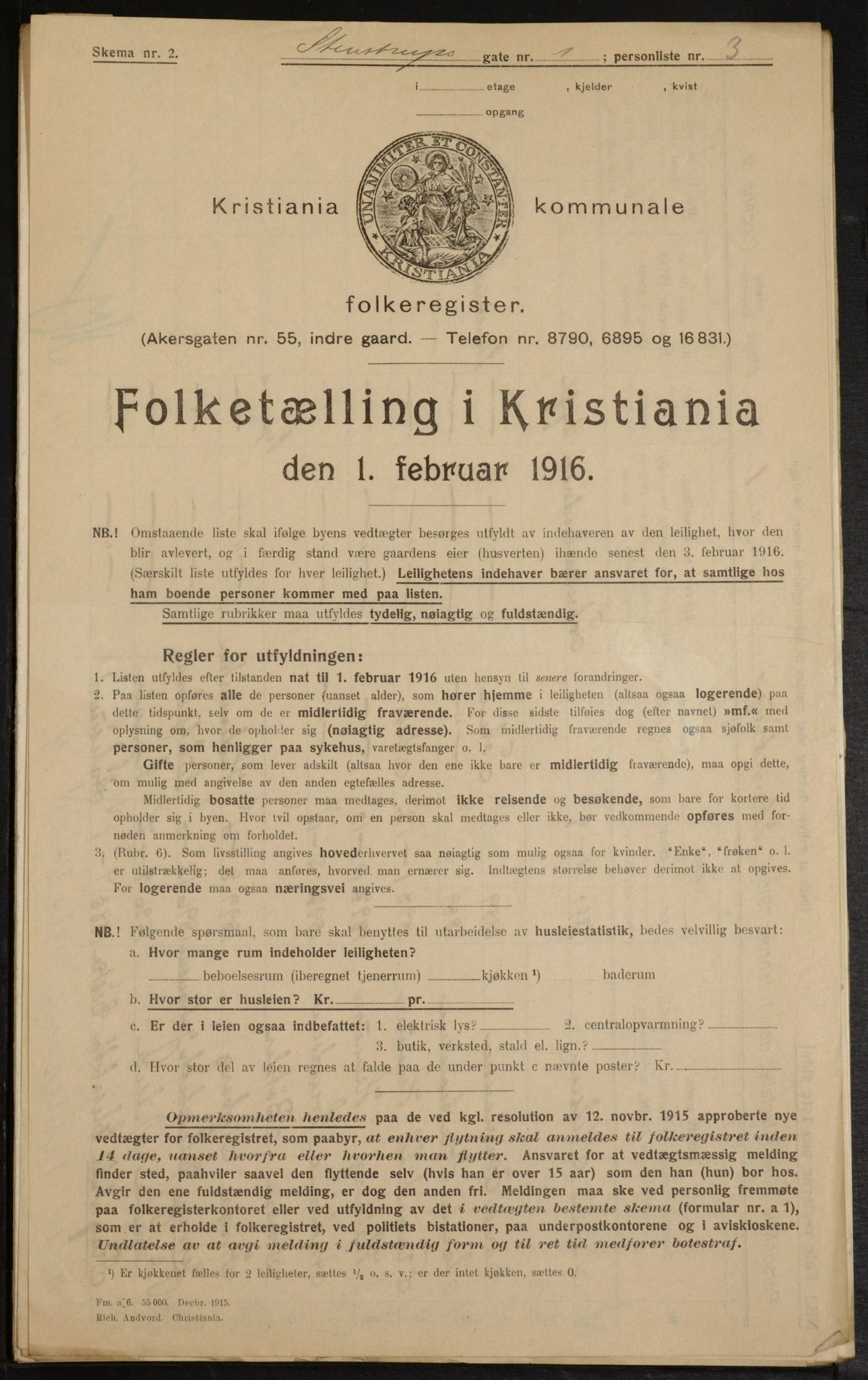 OBA, Kommunal folketelling 1.2.1916 for Kristiania, 1916, s. 103505