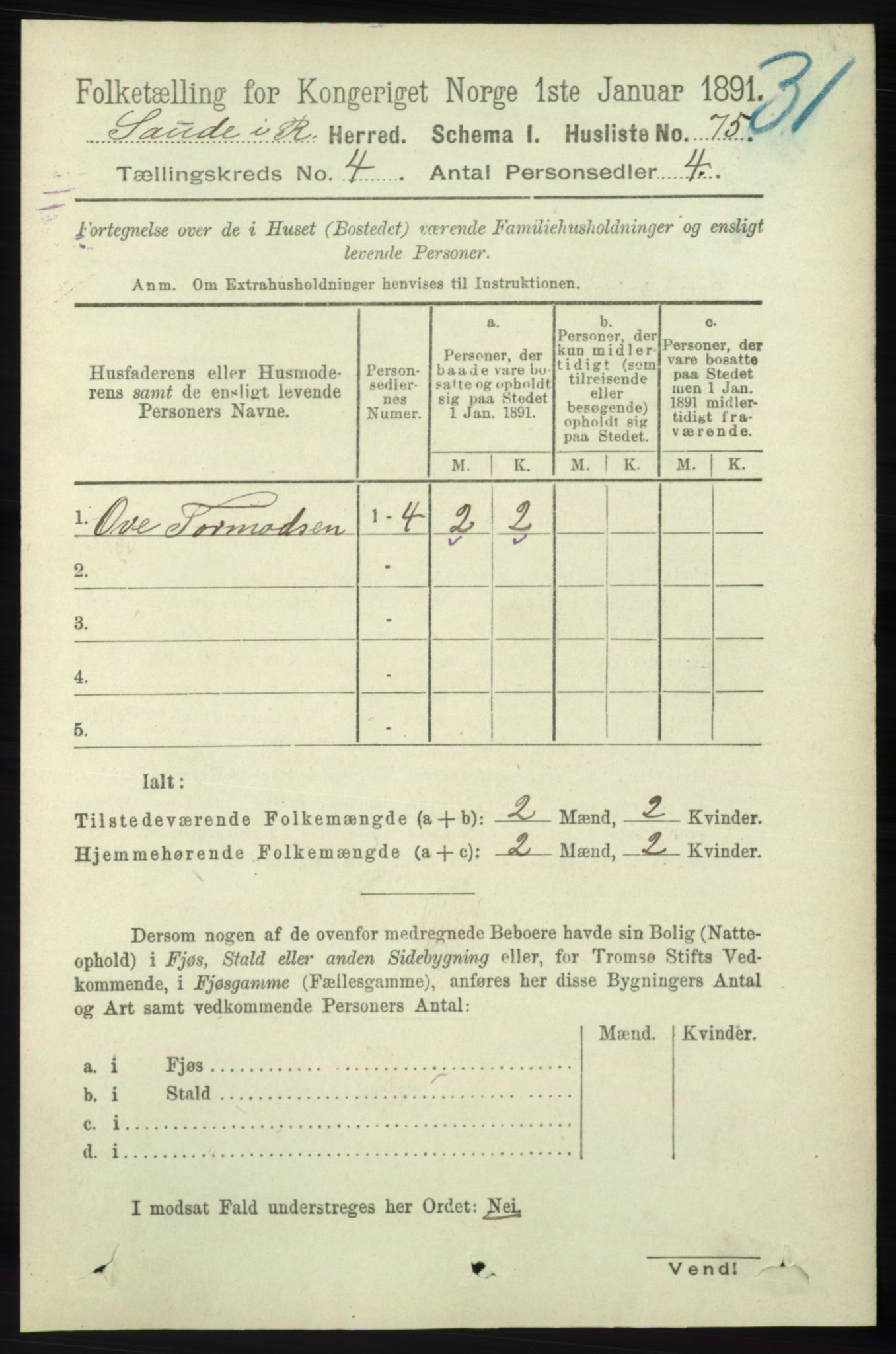 RA, Folketelling 1891 for 1135 Sauda herred, 1891, s. 1815