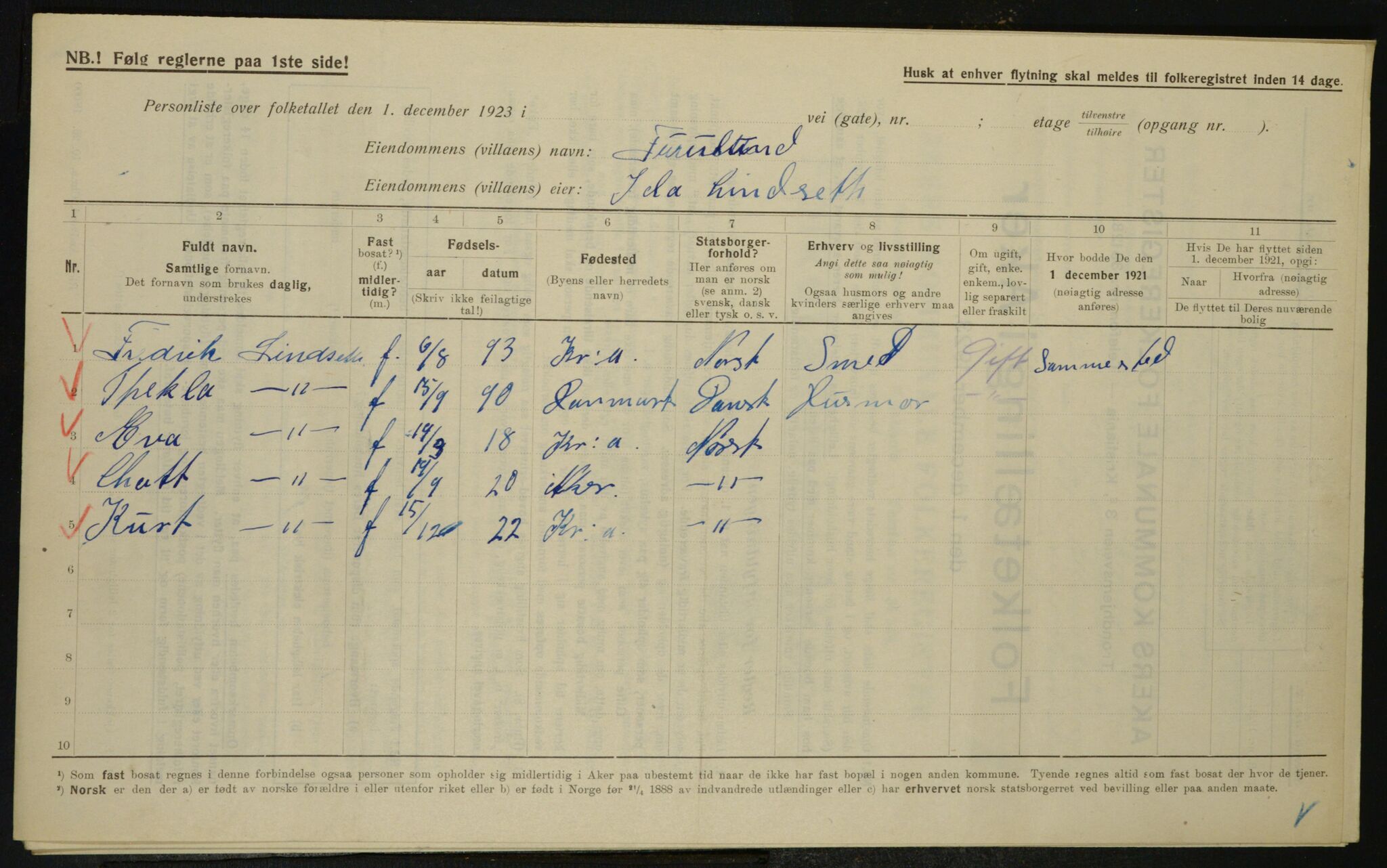 , Kommunal folketelling 1.12.1923 for Aker, 1923, s. 24546