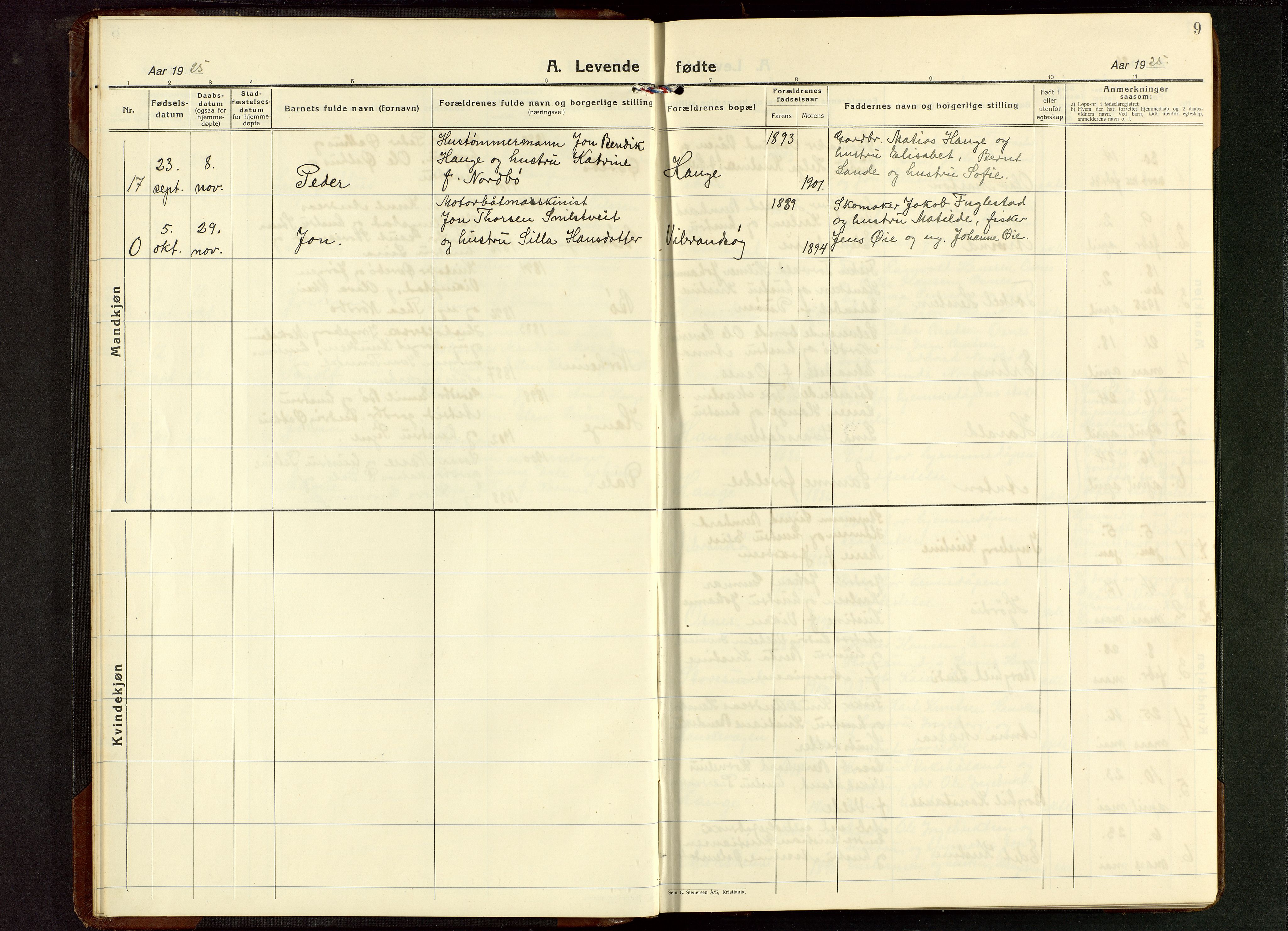 Torvastad sokneprestkontor, AV/SAST-A -101857/H/Ha/Hab/L0009: Klokkerbok nr. B 9, 1924-1949, s. 9