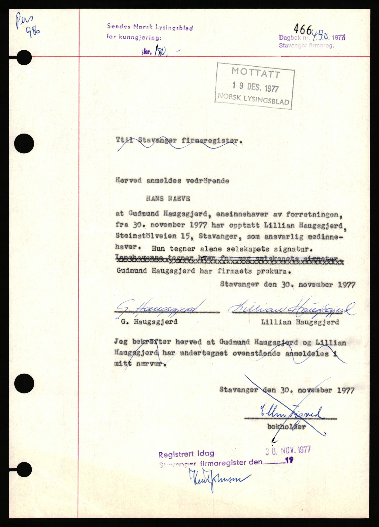 Stavanger byfogd, SAST/A-101408/002/J/Jd/Jde/L0003: Registreringsmeldinger og bilag. Enkeltmannsforetak, 751-1000, 1928-1976, s. 322