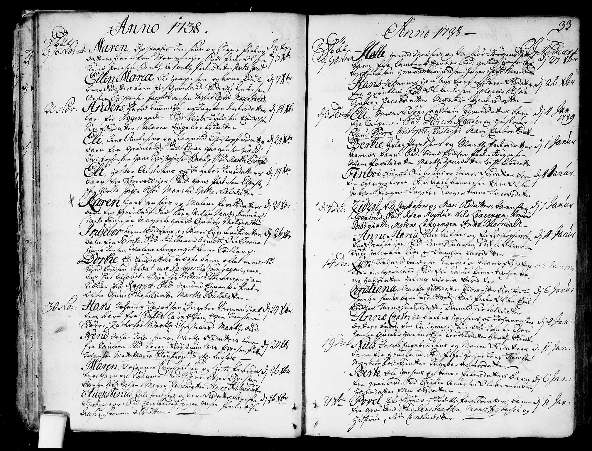 Aker prestekontor kirkebøker, SAO/A-10861/F/L0007: Ministerialbok nr. 7, 1734-1748, s. 33
