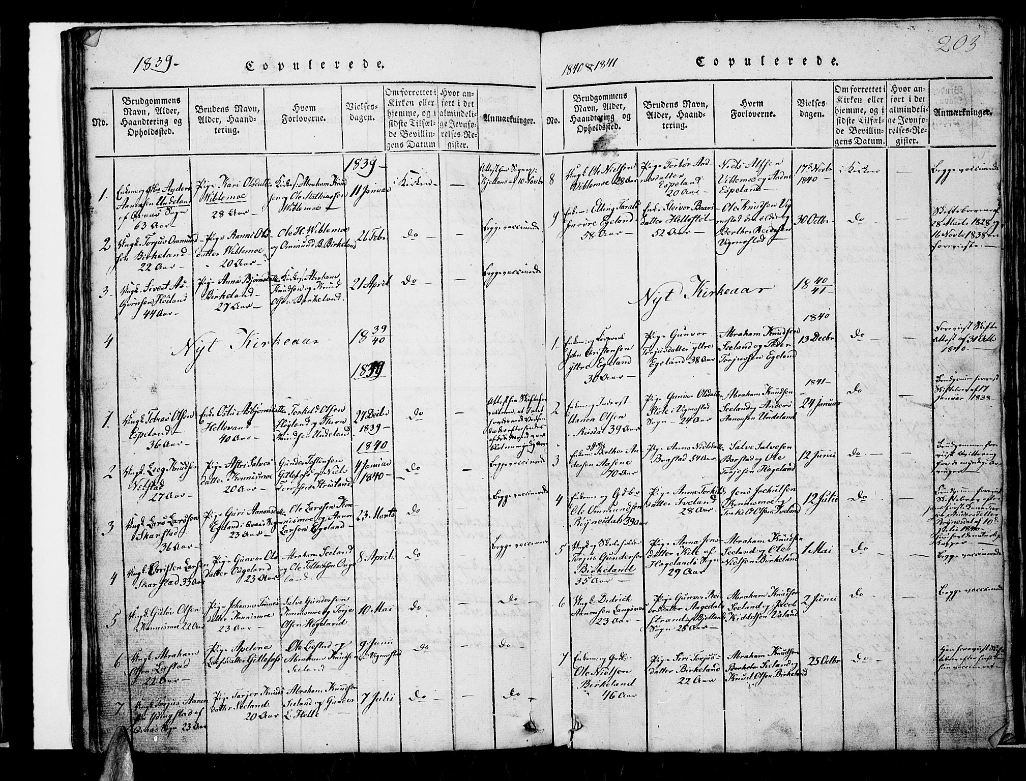 Nord-Audnedal sokneprestkontor, SAK/1111-0032/F/Fb/Fba/L0001: Klokkerbok nr. B 1, 1815-1856, s. 203